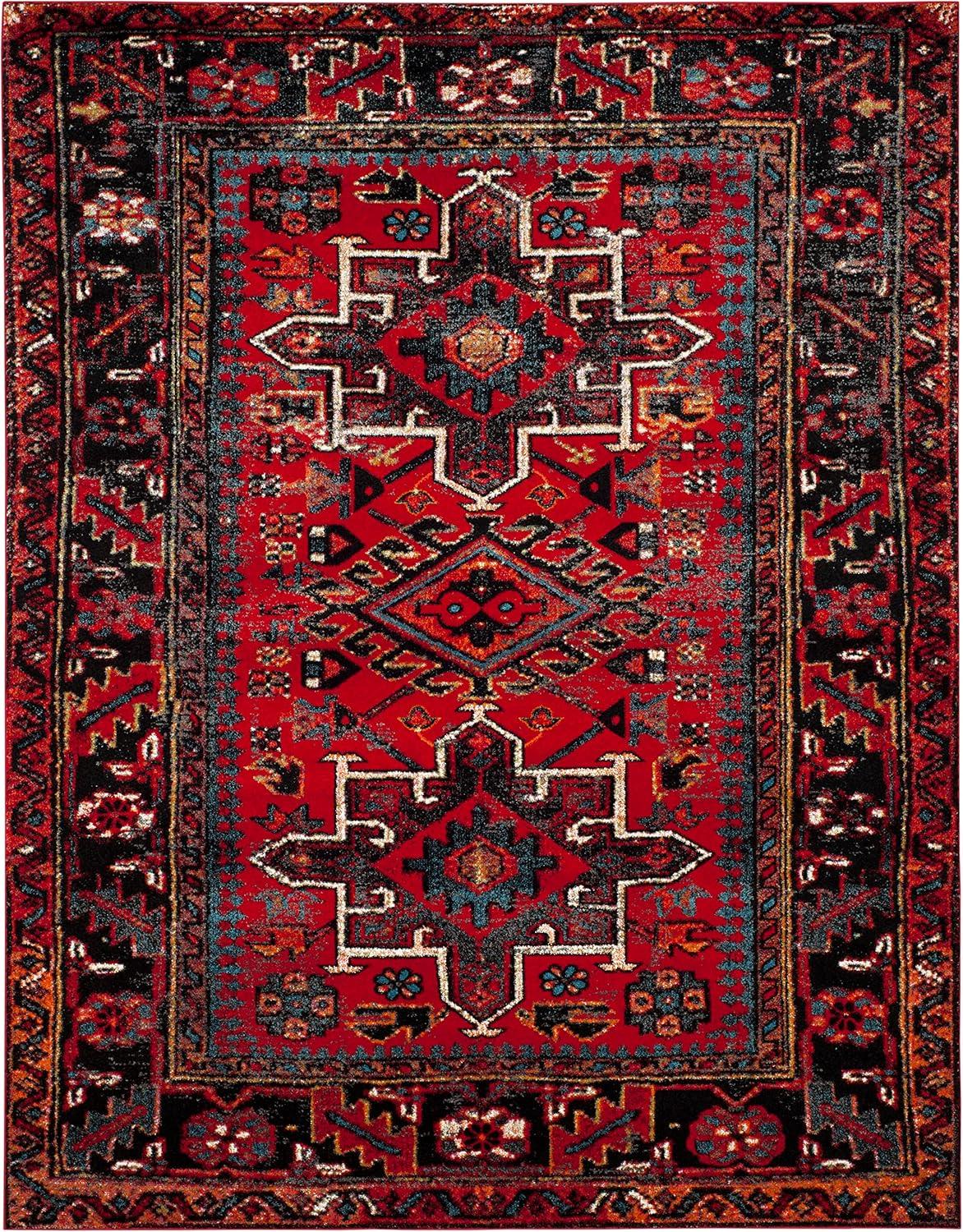image:imageSAFAVIEH Vintage Hamadan Collection Area Rug 8 Round Red amp Multi Traditional Persian Design NonShedding amp Easy to Clean Ideal for Living Room Bedroom Dining Space VTH211ARedMulti