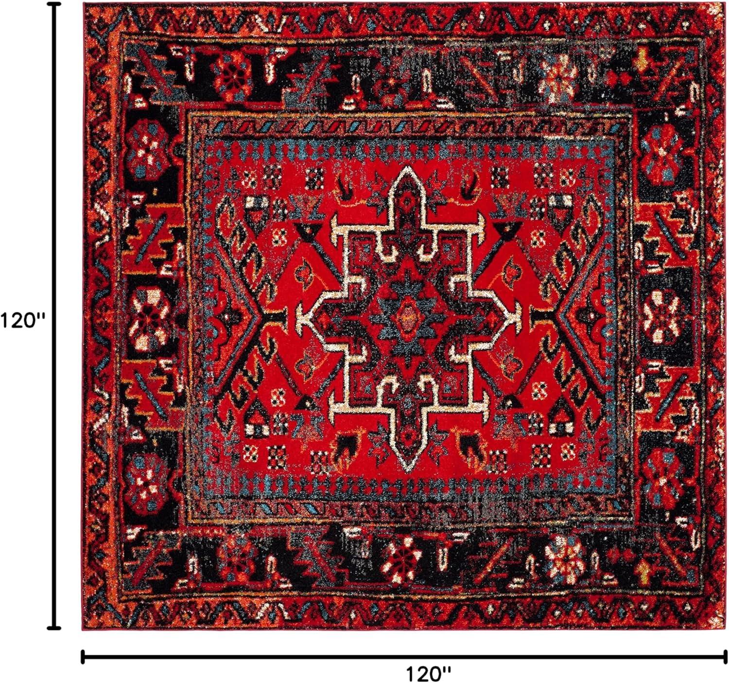 image:imageSAFAVIEH Vintage Hamadan Collection Area Rug 8 Round Red amp Multi Traditional Persian Design NonShedding amp Easy to Clean Ideal for Living Room Bedroom Dining Space VTH211ARedMulti