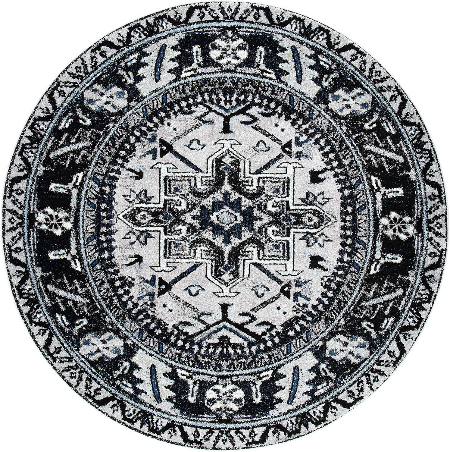 image:imageSAFAVIEH Vintage Hamadan Collection Area Rug 8 Round Red amp Multi Traditional Persian Design NonShedding amp Easy to Clean Ideal for Living Room Bedroom Dining Space VTH211ALight GreyDark Grey