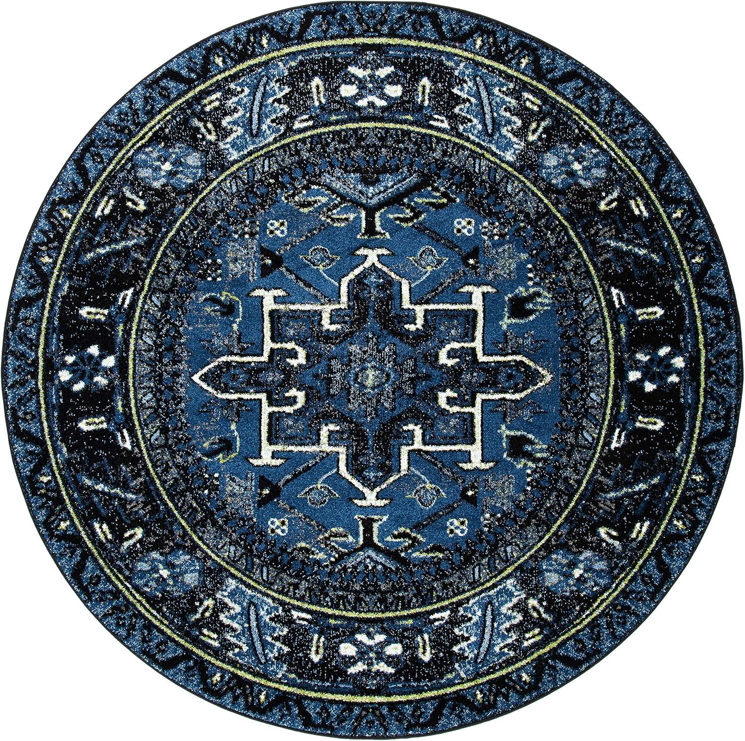 image:imageSAFAVIEH Vintage Hamadan Collection Area Rug 8 Round Red amp Multi Traditional Persian Design NonShedding amp Easy to Clean Ideal for Living Room Bedroom Dining Space VTH211ABlueGrey