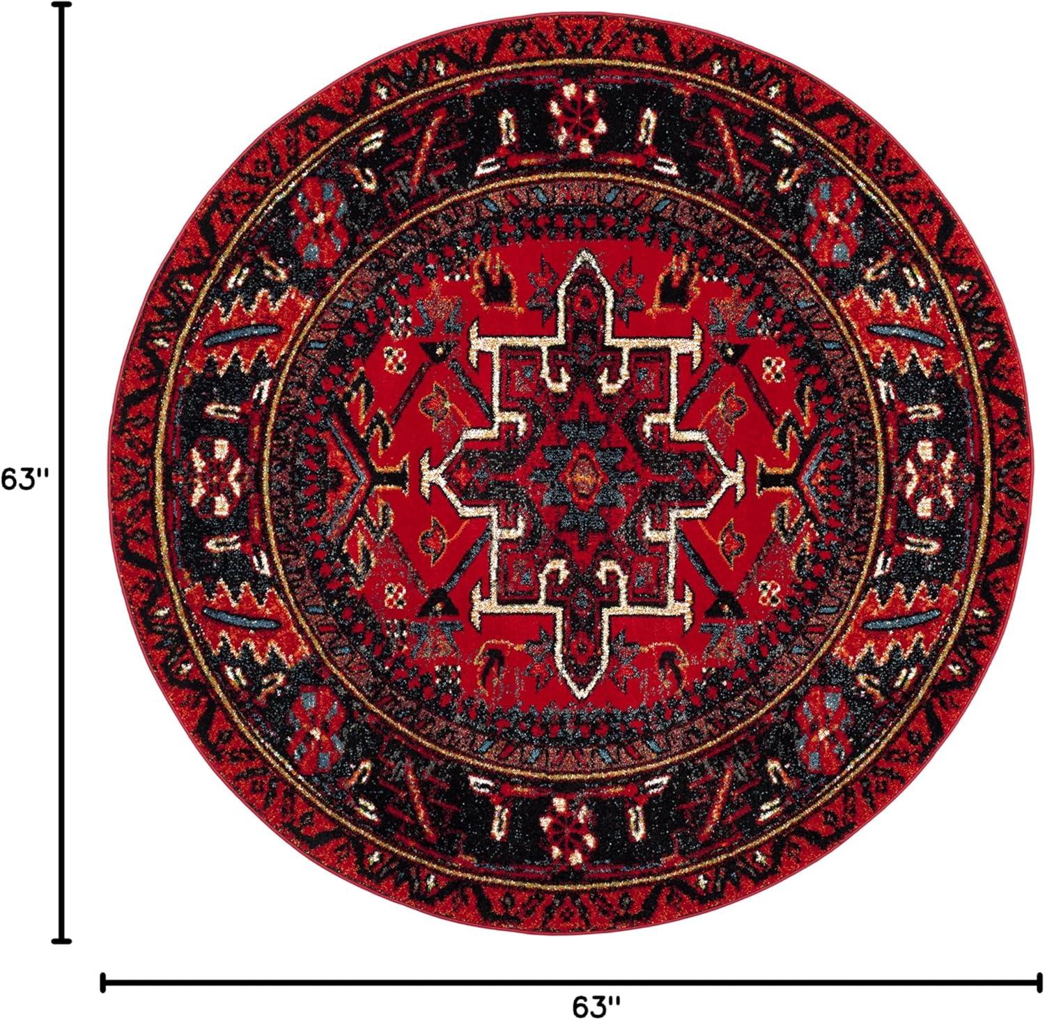 image:imageSAFAVIEH Vintage Hamadan Collection Area Rug 8 Round Red amp Multi Traditional Persian Design NonShedding amp Easy to Clean Ideal for Living Room Bedroom Dining Space VTH211ARedMulti