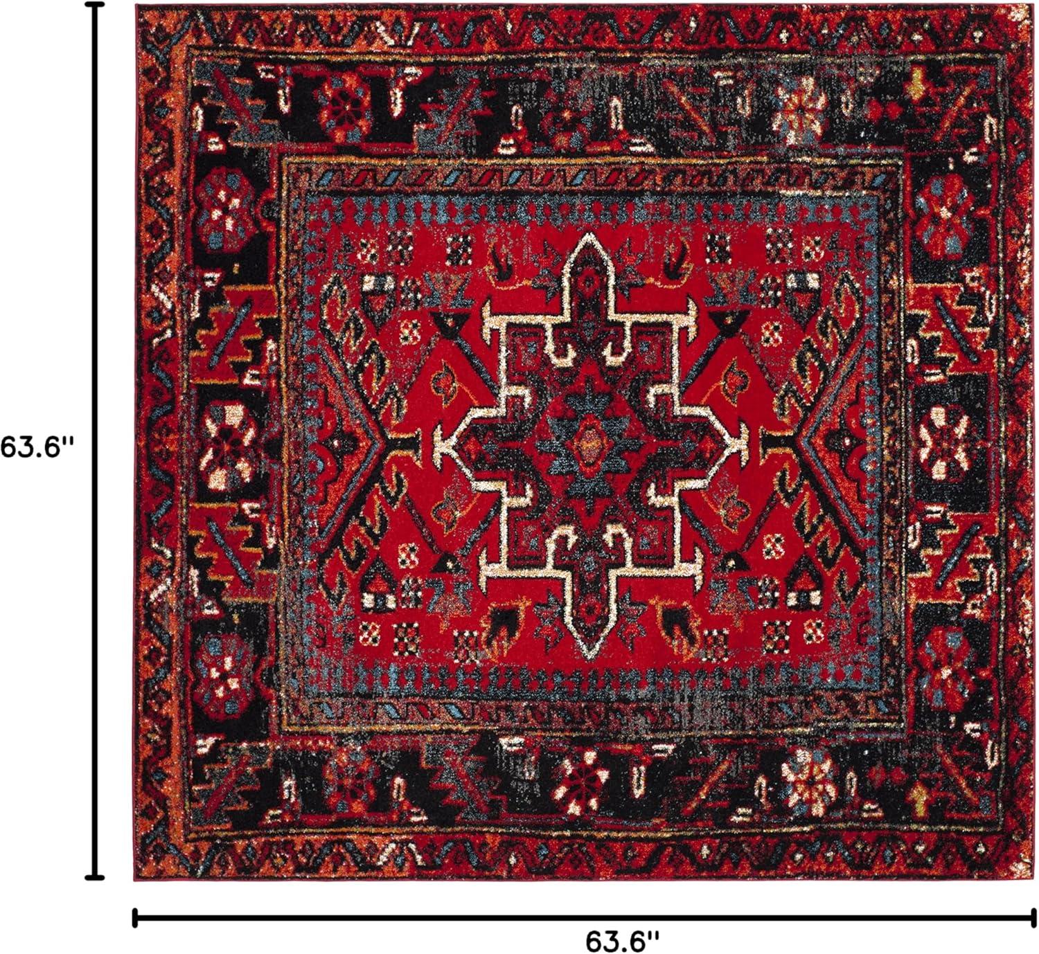 image:imageSAFAVIEH Vintage Hamadan Collection Area Rug 8 Round Red amp Multi Traditional Persian Design NonShedding amp Easy to Clean Ideal for Living Room Bedroom Dining Space VTH211ARedMulti