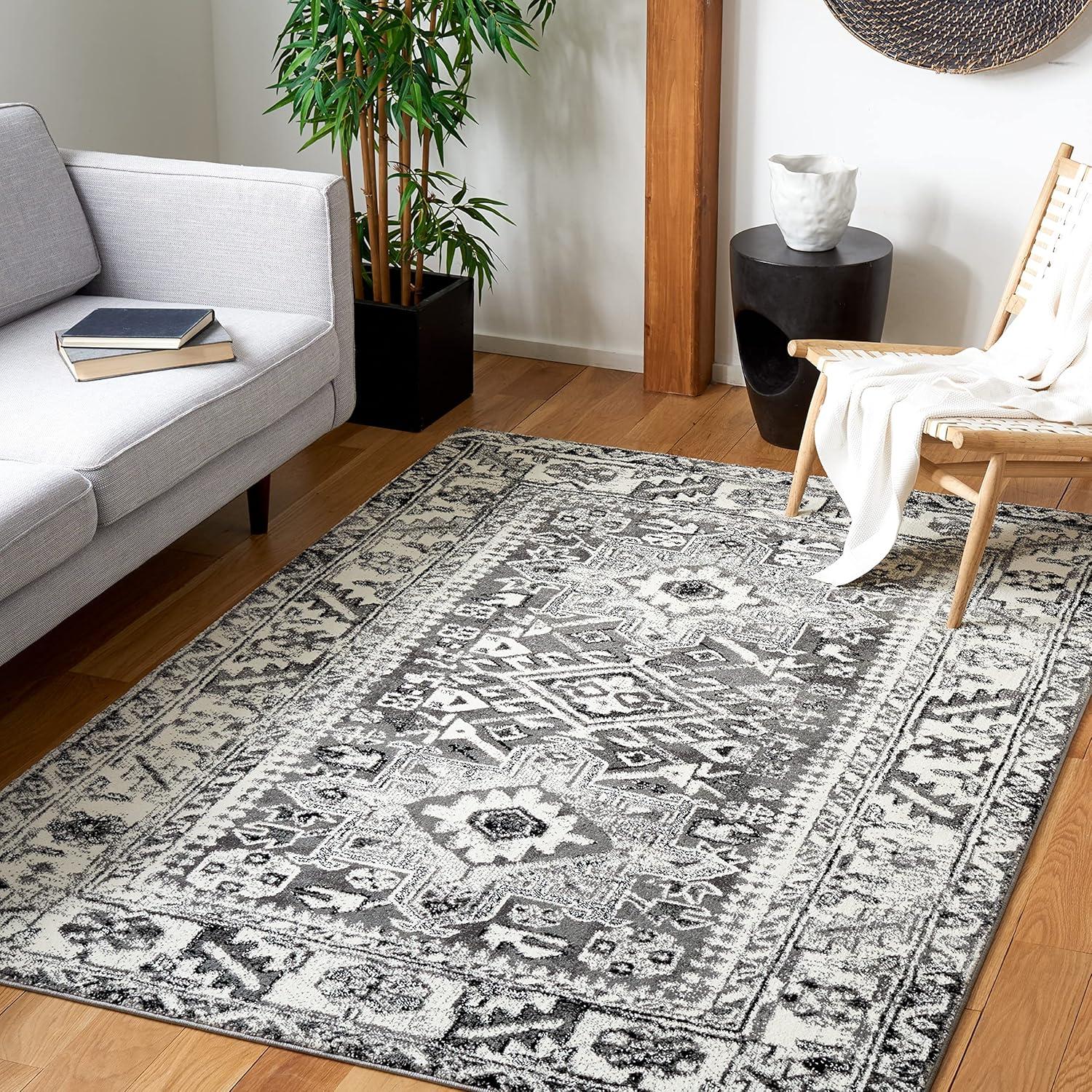image:imageSAFAVIEH Vintage Hamadan Collection Area Rug 8 Round Red amp Multi Traditional Persian Design NonShedding amp Easy to Clean Ideal for Living Room Bedroom Dining Space VTH211ABlueGrey