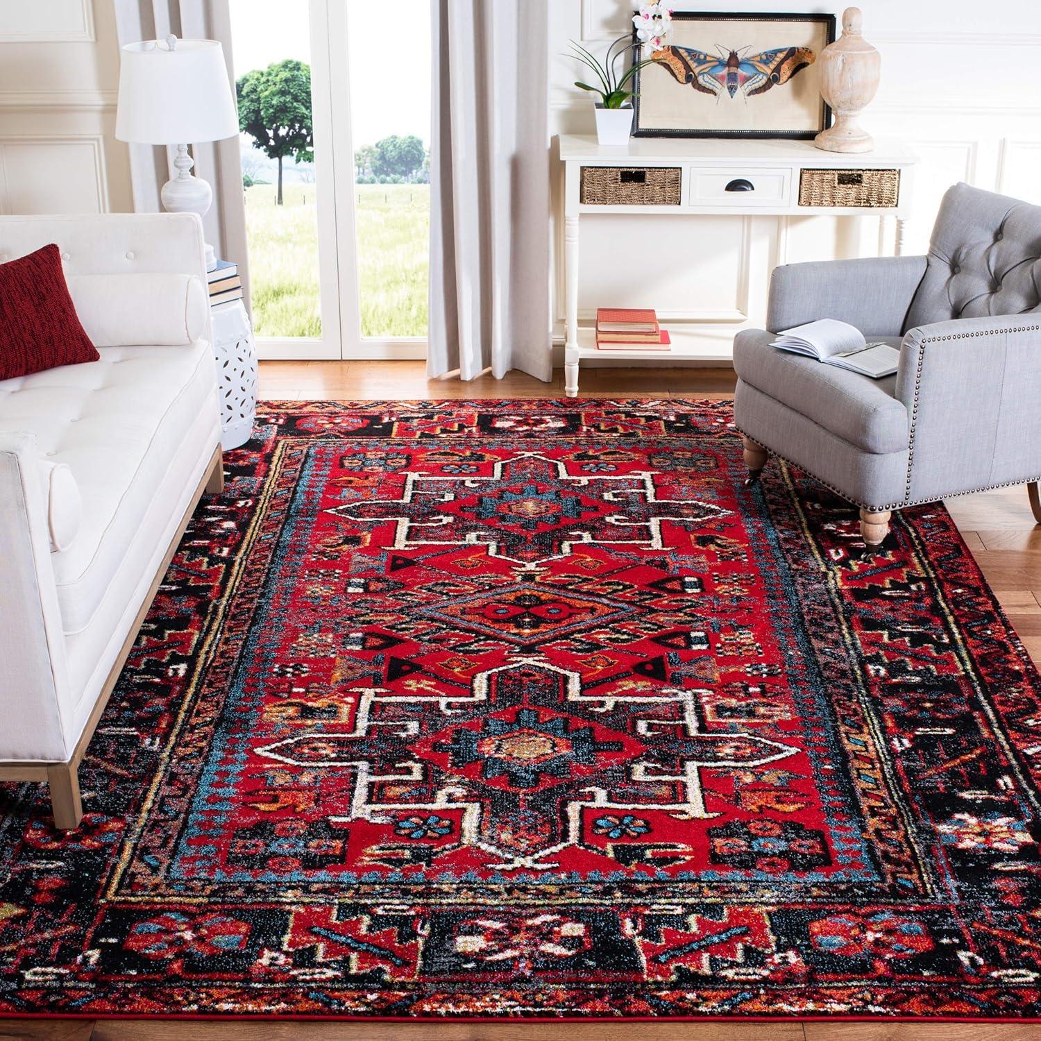 image:imageSAFAVIEH Vintage Hamadan Collection Area Rug 8 Round Red amp Multi Traditional Persian Design NonShedding amp Easy to Clean Ideal for Living Room Bedroom Dining Space VTH211ARedMulti