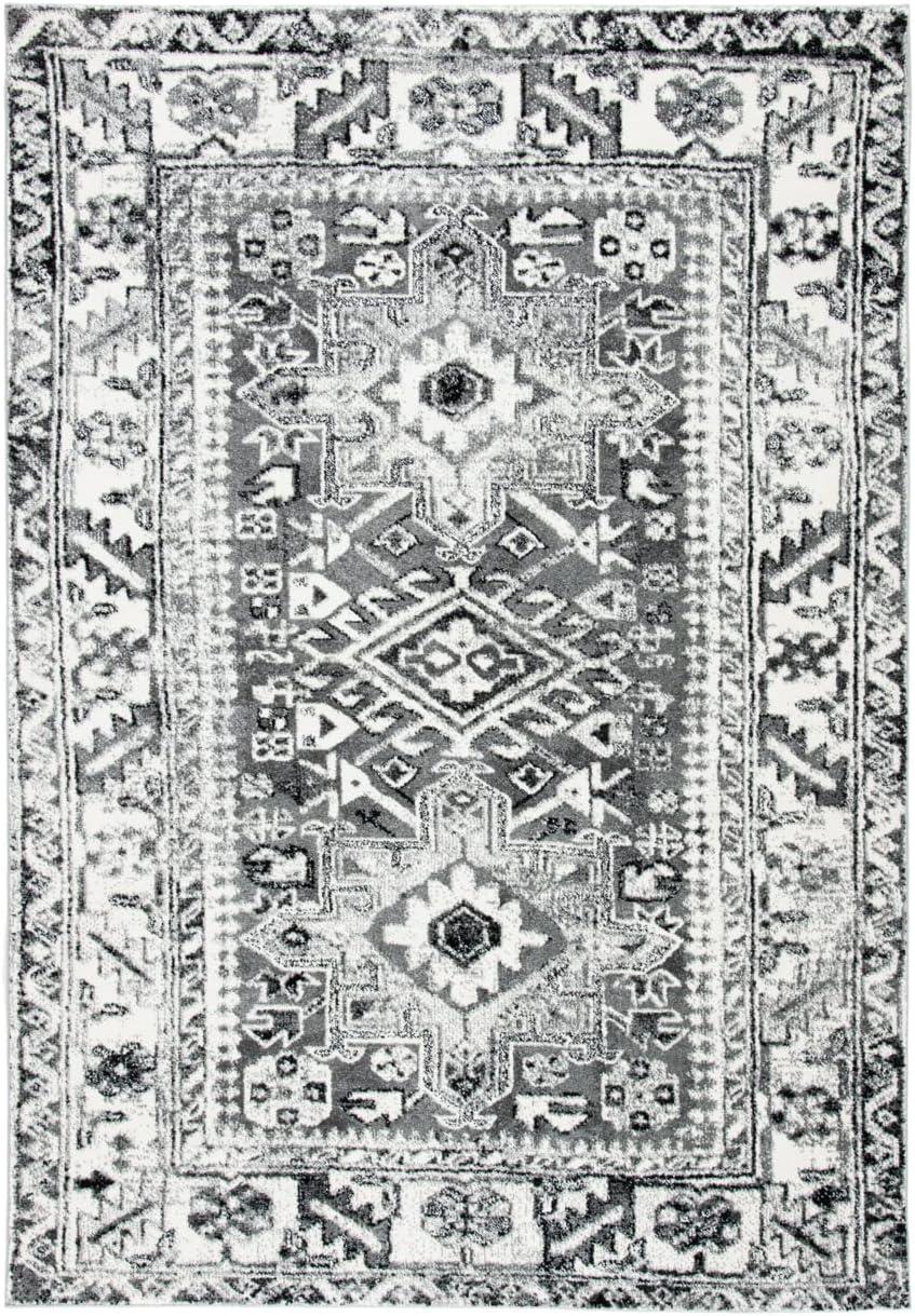 image:imageSAFAVIEH Vintage Hamadan Collection Area Rug 8 Round Red amp Multi Traditional Persian Design NonShedding amp Easy to Clean Ideal for Living Room Bedroom Dining Space VTH211AGreyIvory