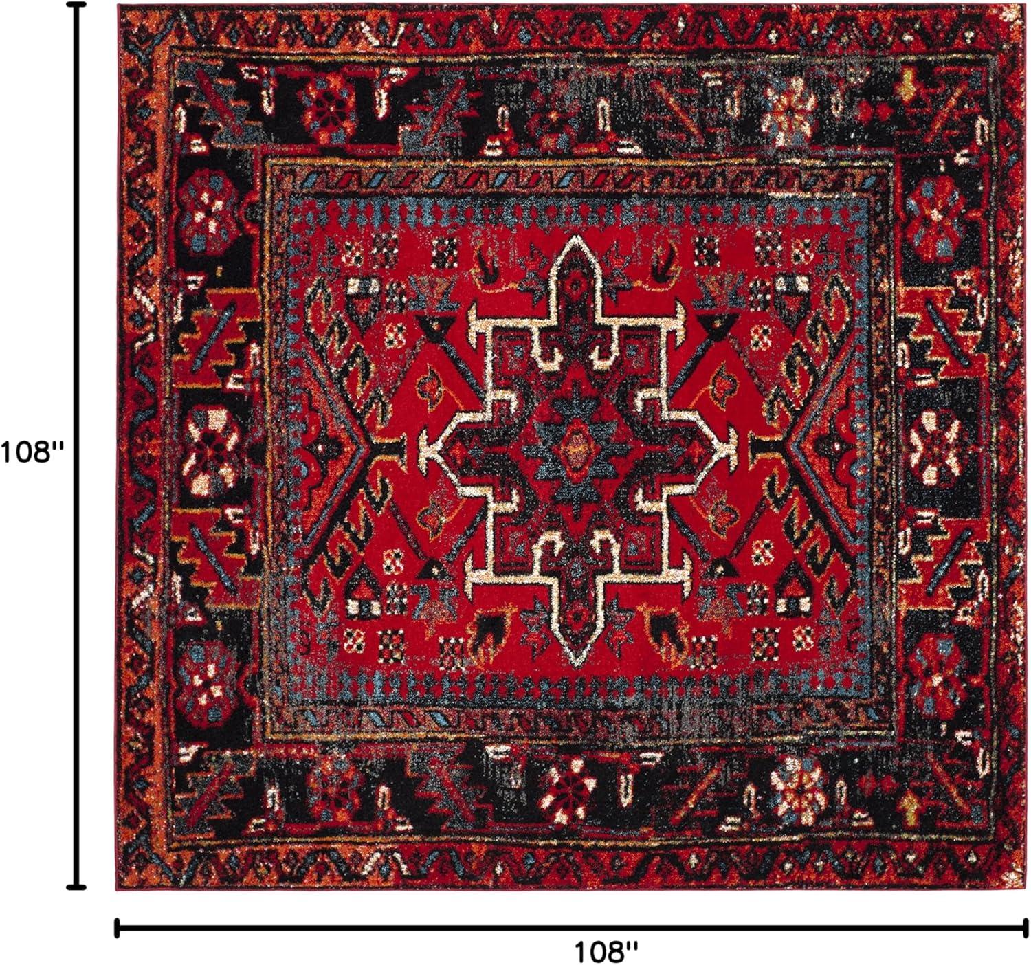 image:imageSAFAVIEH Vintage Hamadan Collection Area Rug 8 Round Red amp Multi Traditional Persian Design NonShedding amp Easy to Clean Ideal for Living Room Bedroom Dining Space VTH211ARedMulti
