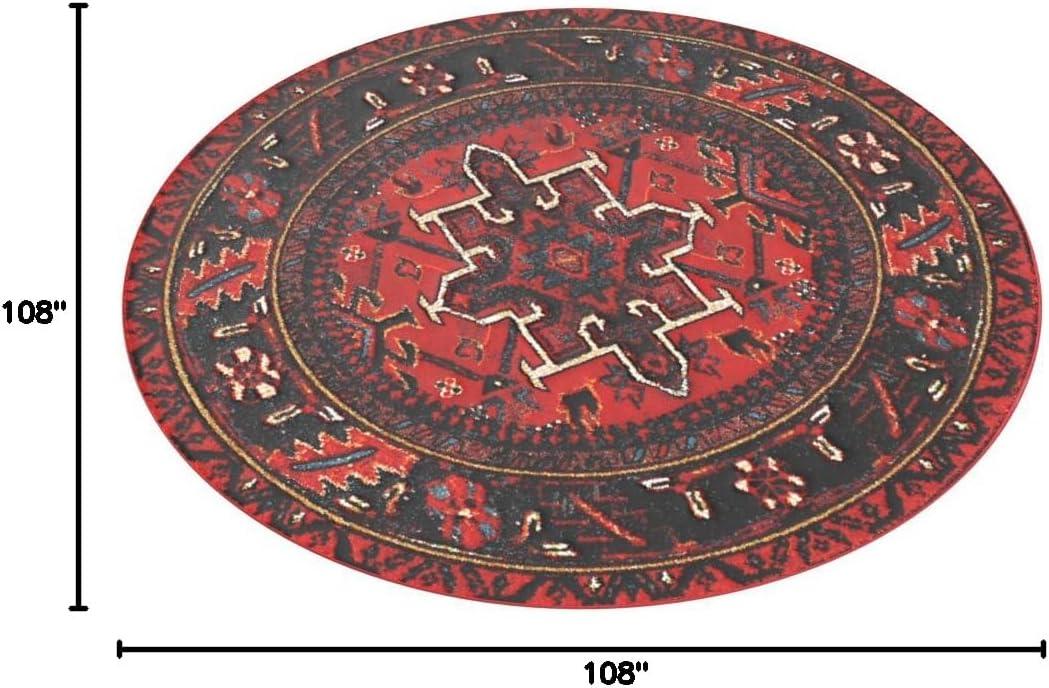 image:imageSAFAVIEH Vintage Hamadan Collection Area Rug 8 Round Red amp Multi Traditional Persian Design NonShedding amp Easy to Clean Ideal for Living Room Bedroom Dining Space VTH211ARedMulti