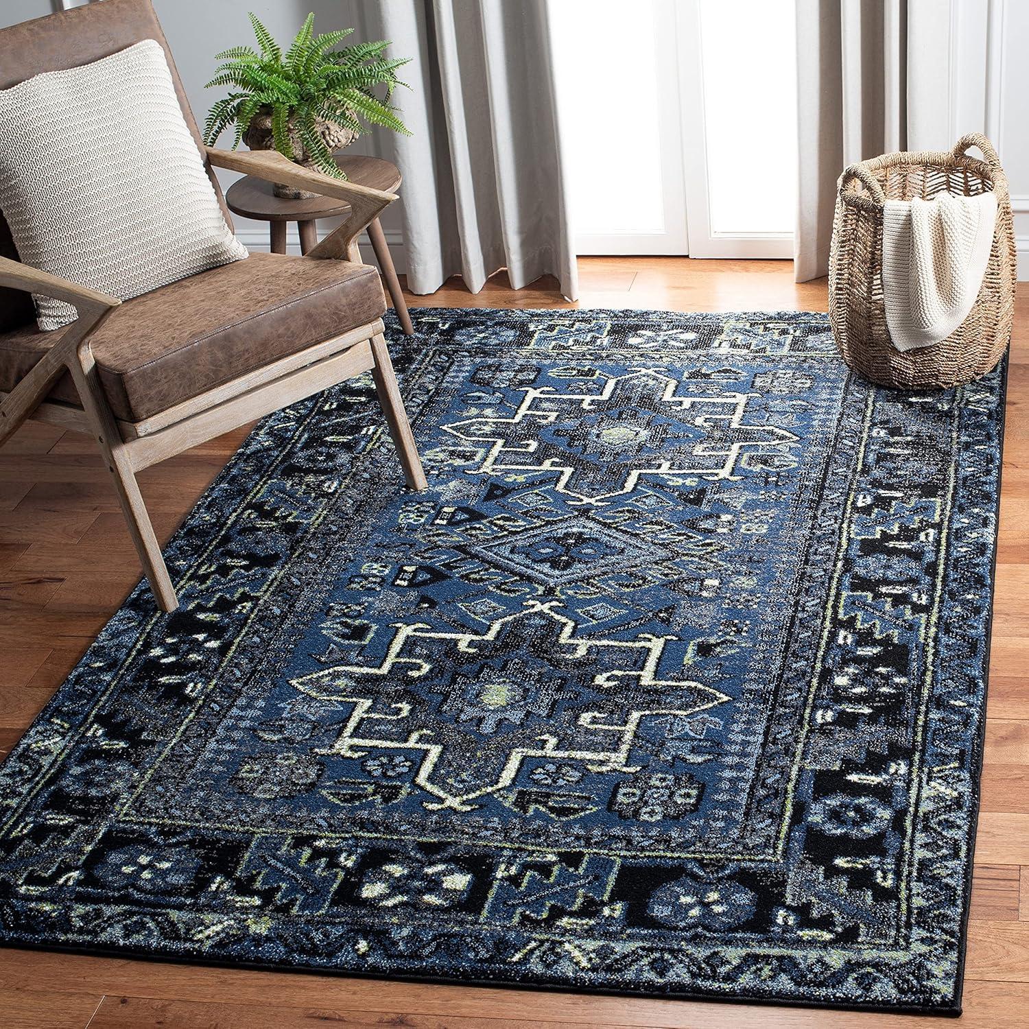 image:imageSAFAVIEH Vintage Hamadan Collection Area Rug 8 Round Red amp Multi Traditional Persian Design NonShedding amp Easy to Clean Ideal for Living Room Bedroom Dining Space VTH211ABlueGrey