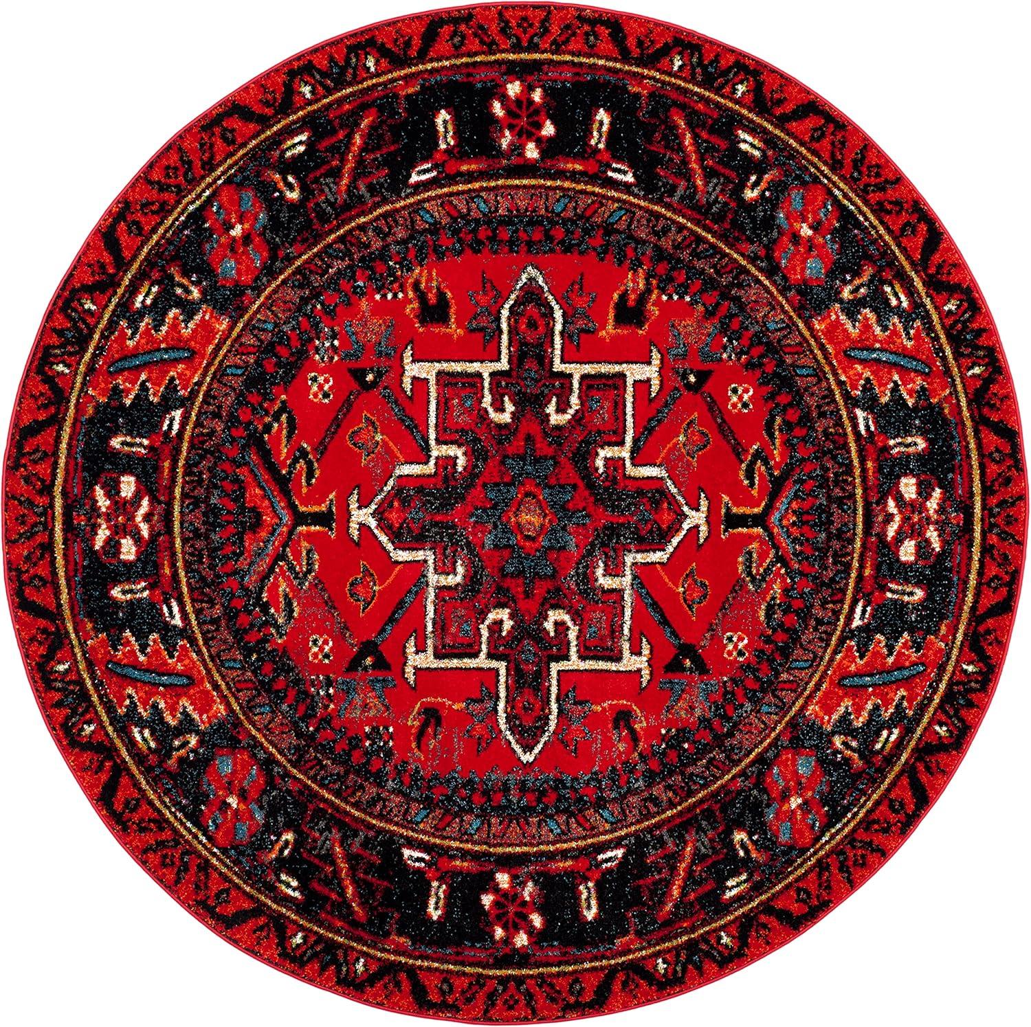 image:imageSAFAVIEH Vintage Hamadan Collection Area Rug 8 Round Red amp Multi Traditional Persian Design NonShedding amp Easy to Clean Ideal for Living Room Bedroom Dining Space VTH211ARedMulti
