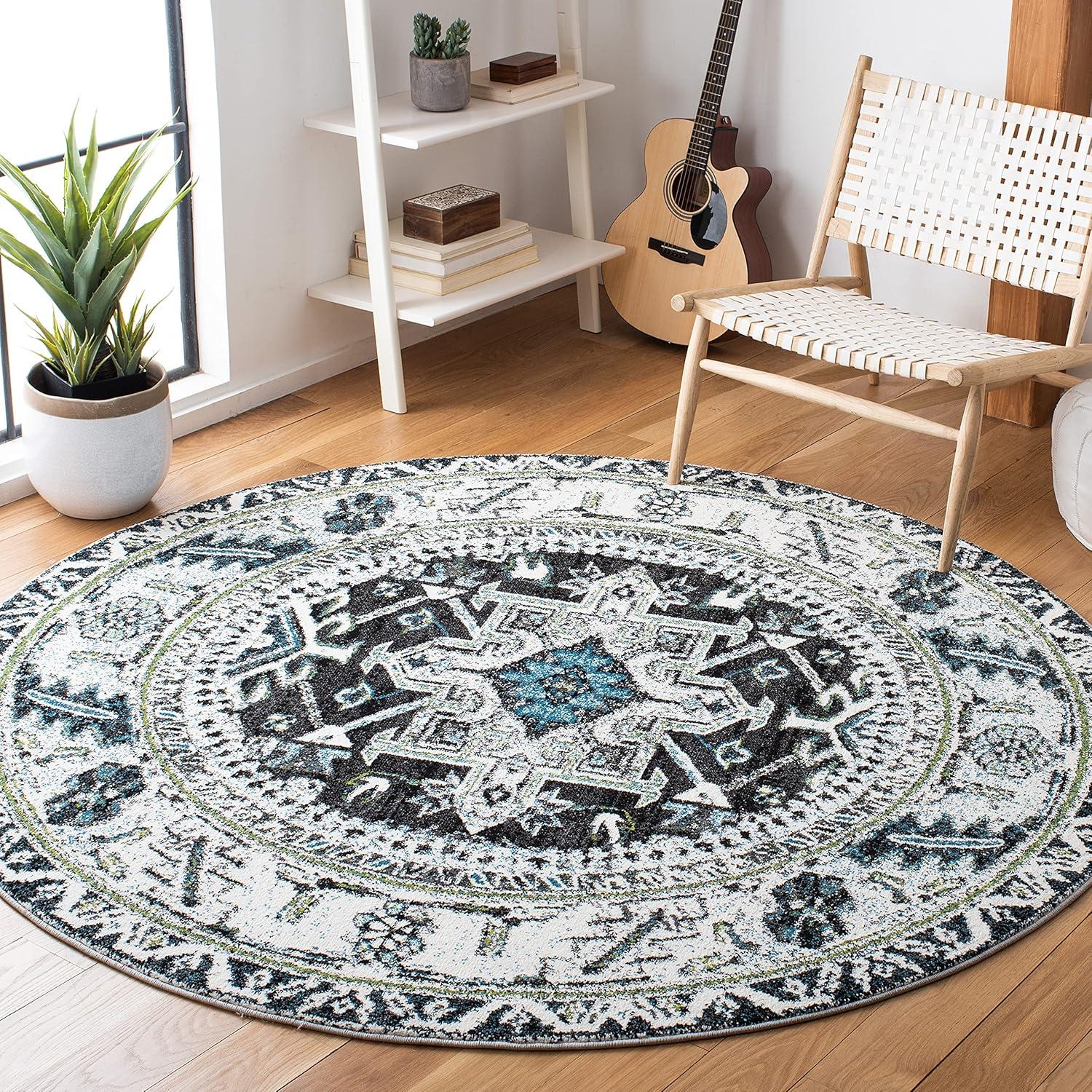 image:imageSAFAVIEH Vintage Hamadan Collection Area Rug 8 Round Red amp Multi Traditional Persian Design NonShedding amp Easy to Clean Ideal for Living Room Bedroom Dining Space VTH211ADark GreyIvory