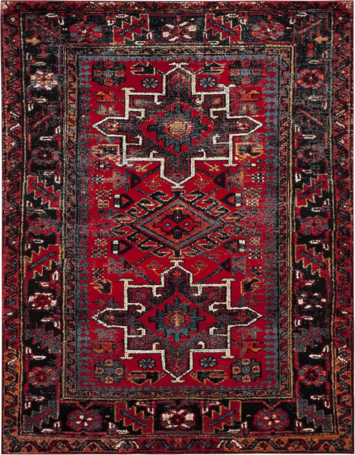 image:imageSAFAVIEH Vintage Hamadan Collection Area Rug 8 Round Red amp Multi Traditional Persian Design NonShedding amp Easy to Clean Ideal for Living Room Bedroom Dining Space VTH211ARedMulti