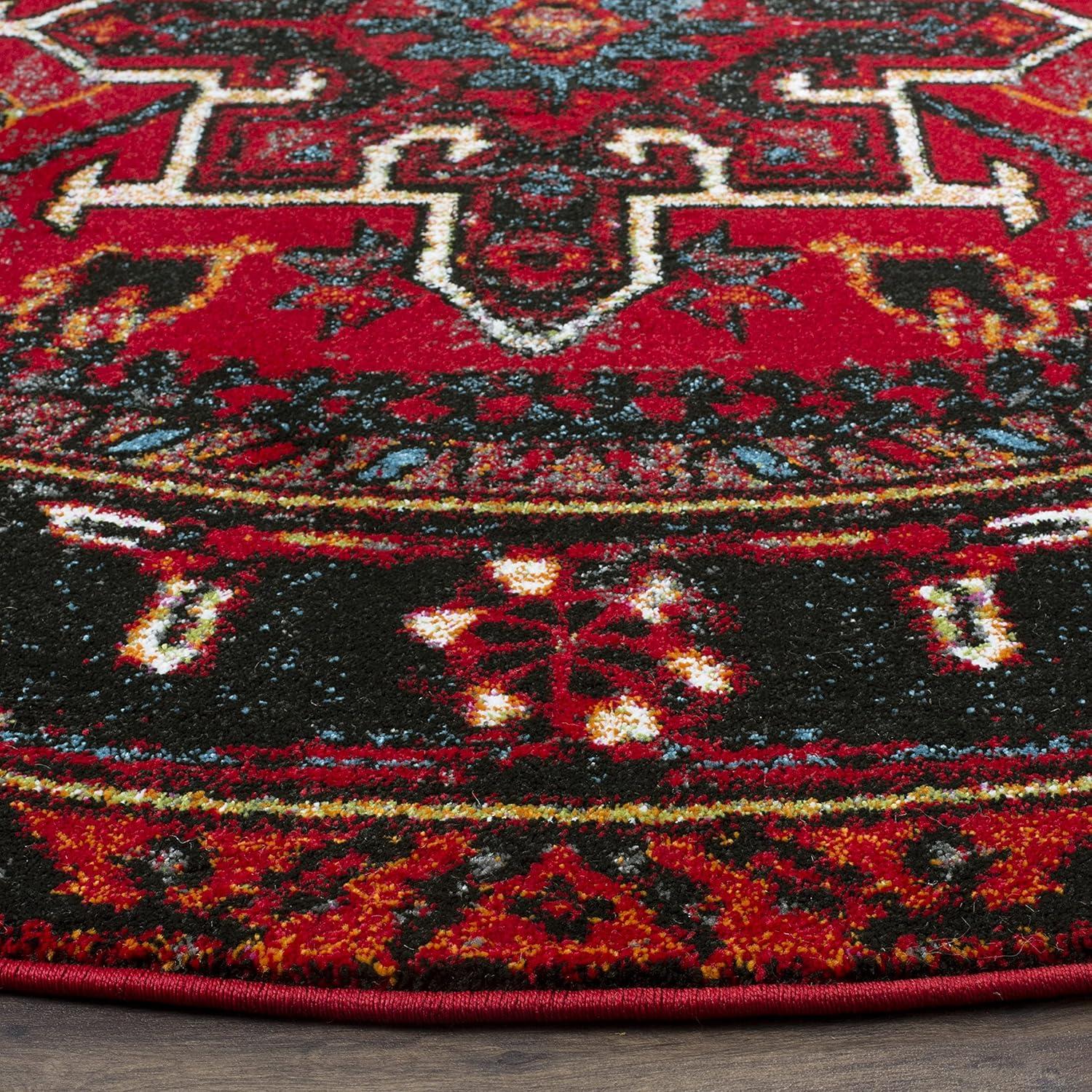 image:imageSAFAVIEH Vintage Hamadan Collection Area Rug 8 Round Red amp Multi Traditional Persian Design NonShedding amp Easy to Clean Ideal for Living Room Bedroom Dining Space VTH211ARedMulti