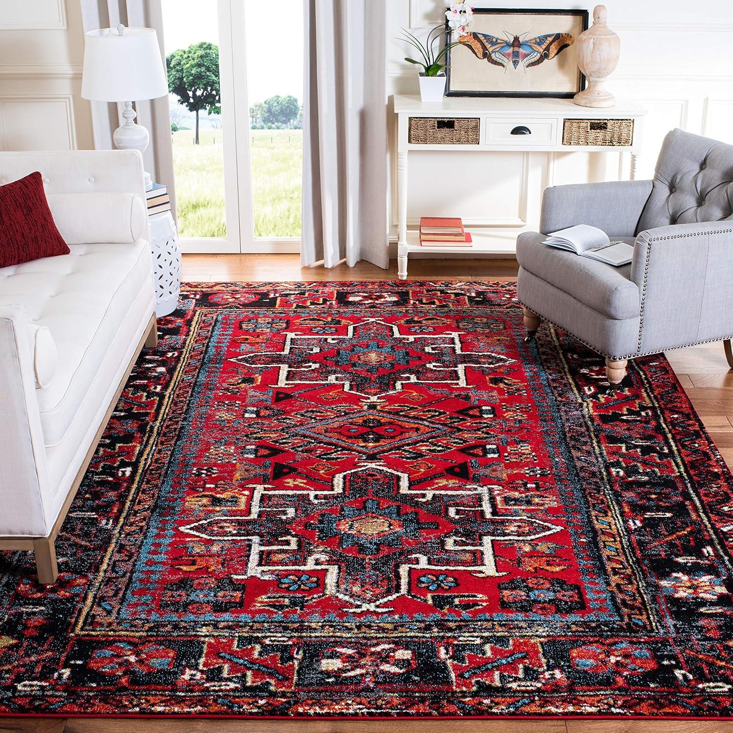 image:imageSAFAVIEH Vintage Hamadan Collection Area Rug 8 Round Red amp Multi Traditional Persian Design NonShedding amp Easy to Clean Ideal for Living Room Bedroom Dining Space VTH211ARedMulti