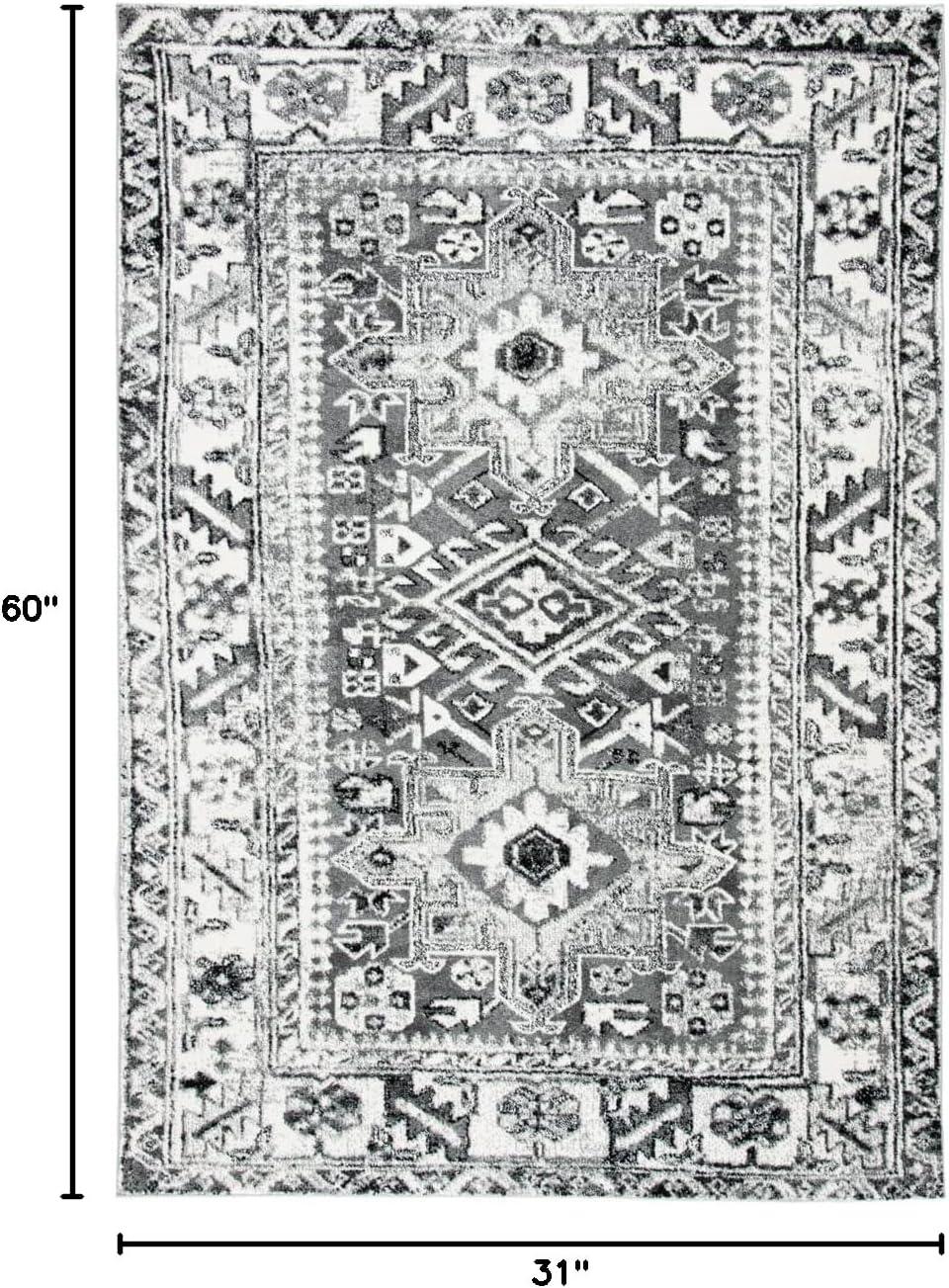 image:imageSAFAVIEH Vintage Hamadan Collection Area Rug 8 Round Red amp Multi Traditional Persian Design NonShedding amp Easy to Clean Ideal for Living Room Bedroom Dining Space VTH211AGreyIvory