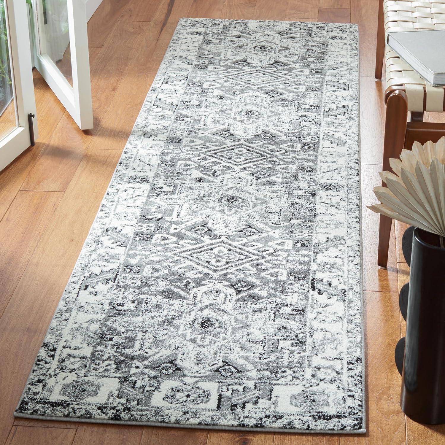 image:imageSAFAVIEH Vintage Hamadan Collection Area Rug 8 Round Red amp Multi Traditional Persian Design NonShedding amp Easy to Clean Ideal for Living Room Bedroom Dining Space VTH211AGreyIvory