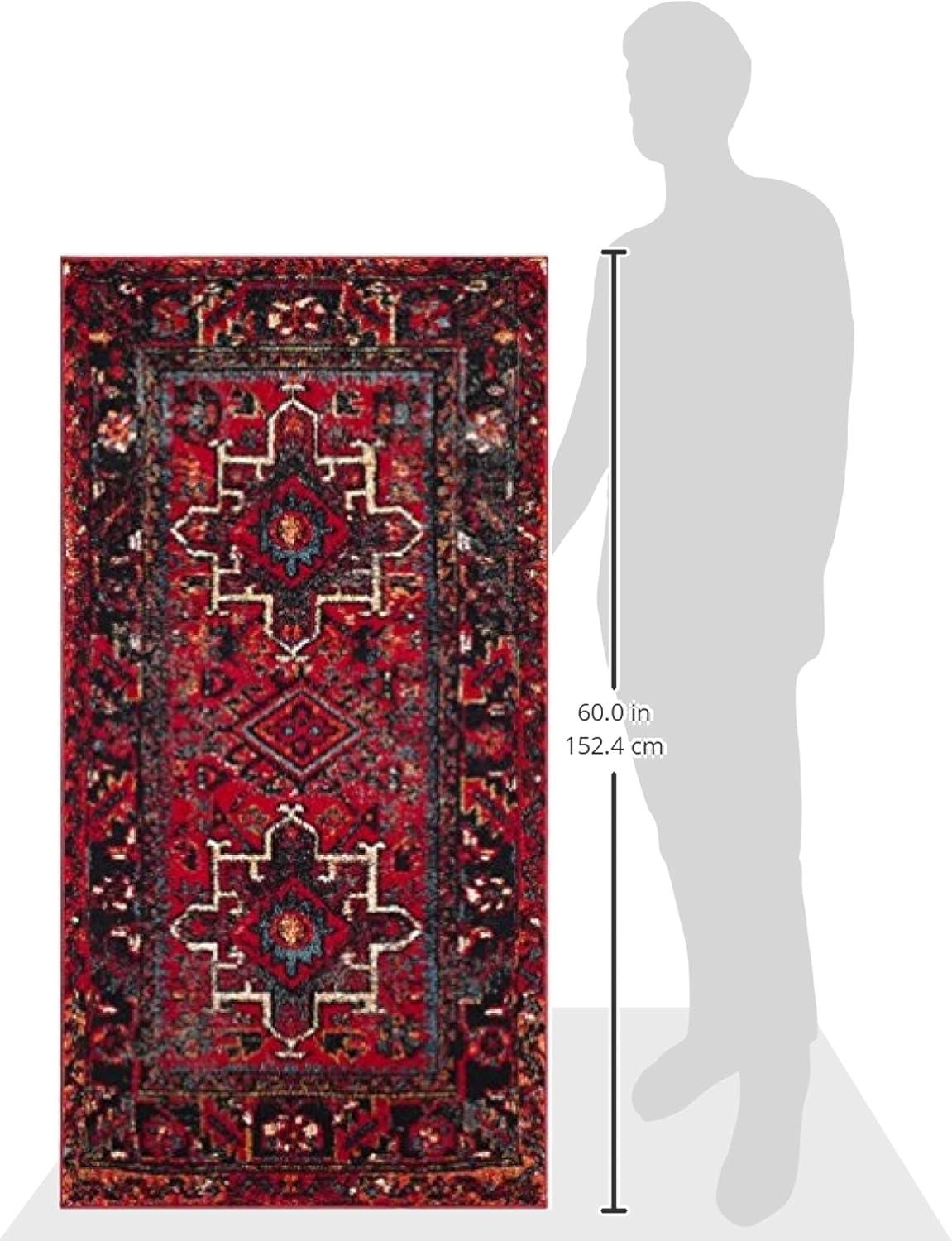 image:imageSAFAVIEH Vintage Hamadan Collection Area Rug 8 Round Red amp Multi Traditional Persian Design NonShedding amp Easy to Clean Ideal for Living Room Bedroom Dining Space VTH211ARedMulti