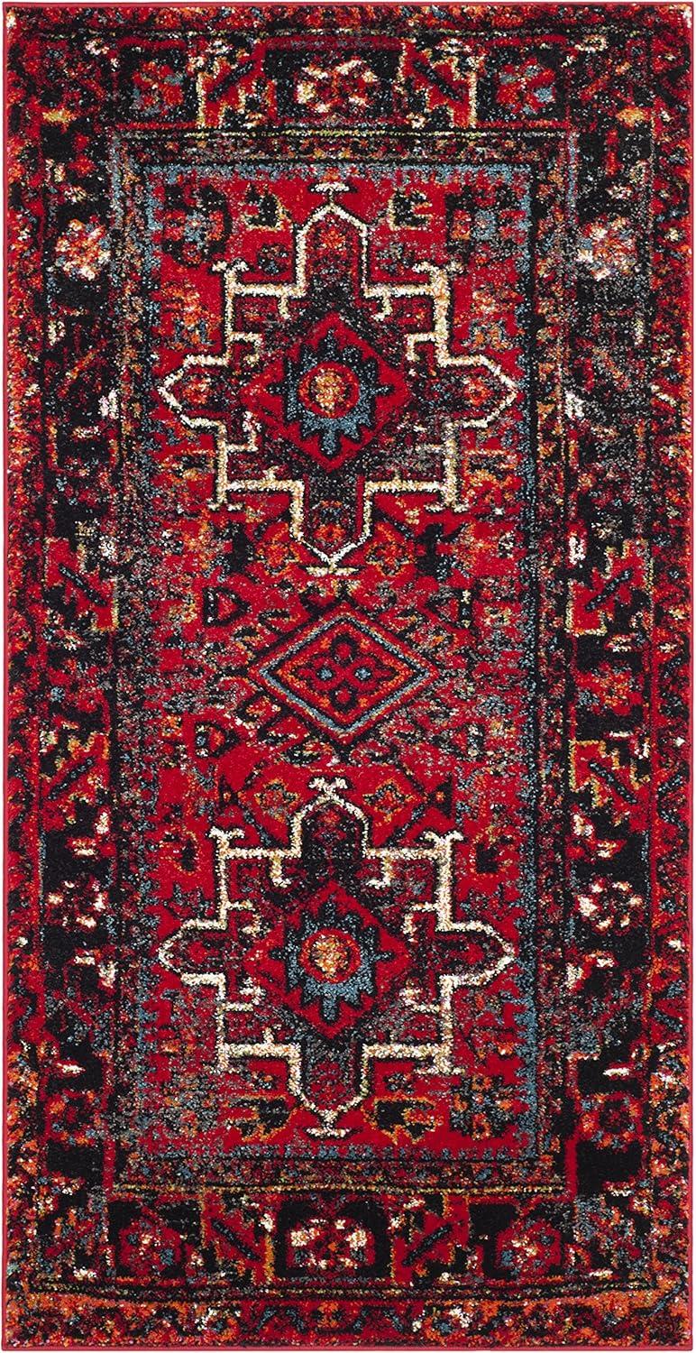 image:imageSAFAVIEH Vintage Hamadan Collection Area Rug 8 Round Red amp Multi Traditional Persian Design NonShedding amp Easy to Clean Ideal for Living Room Bedroom Dining Space VTH211ARedMulti