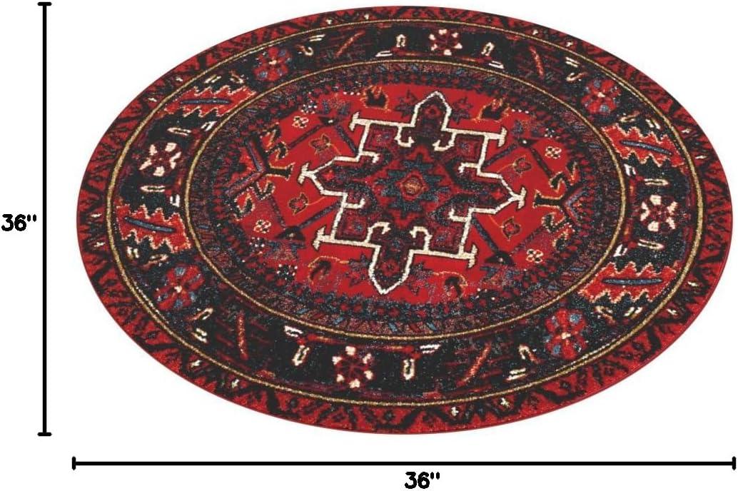 image:imageSAFAVIEH Vintage Hamadan Collection Area Rug 8 Round Red amp Multi Traditional Persian Design NonShedding amp Easy to Clean Ideal for Living Room Bedroom Dining Space VTH211ARedMulti