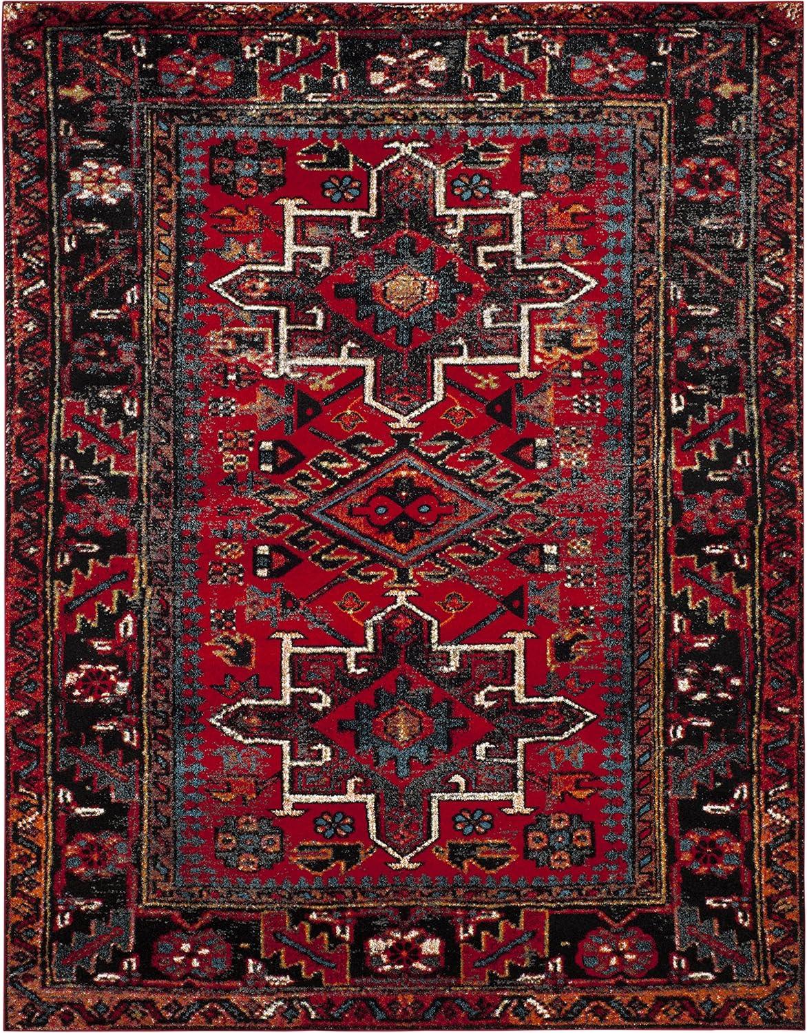 image:imageSAFAVIEH Vintage Hamadan Collection Area Rug 8 Round Red amp Multi Traditional Persian Design NonShedding amp Easy to Clean Ideal for Living Room Bedroom Dining Space VTH211ARedMulti