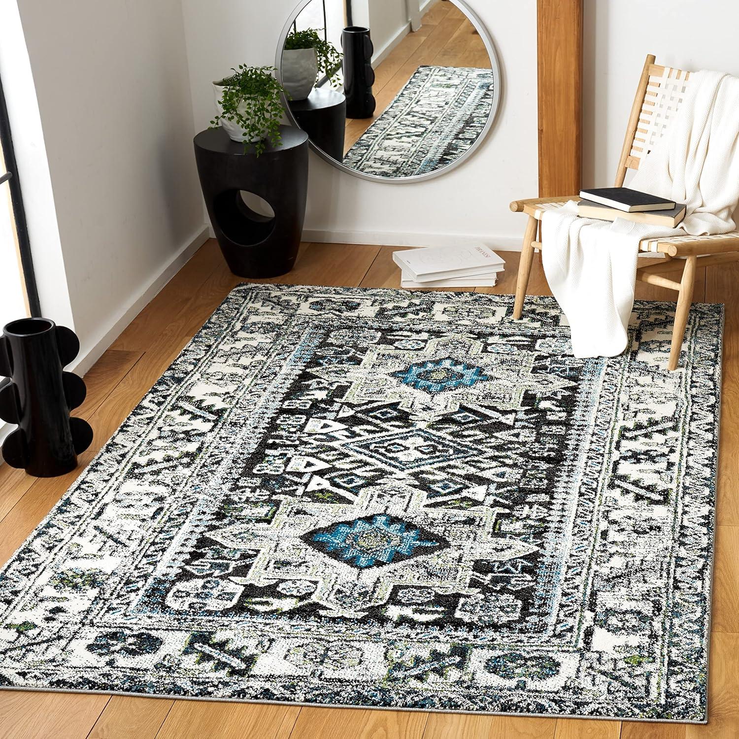 image:imageSAFAVIEH Vintage Hamadan Collection Area Rug 8 Round Red amp Multi Traditional Persian Design NonShedding amp Easy to Clean Ideal for Living Room Bedroom Dining Space VTH211ALight GreyDark Grey