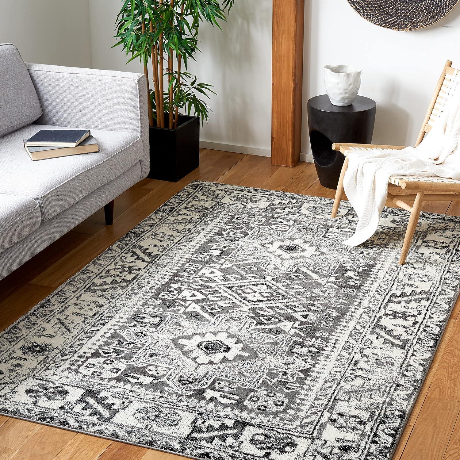 image:imageSAFAVIEH Vintage Hamadan Collection Area Rug 8 Round Red amp Multi Traditional Persian Design NonShedding amp Easy to Clean Ideal for Living Room Bedroom Dining Space VTH211AGreyIvory