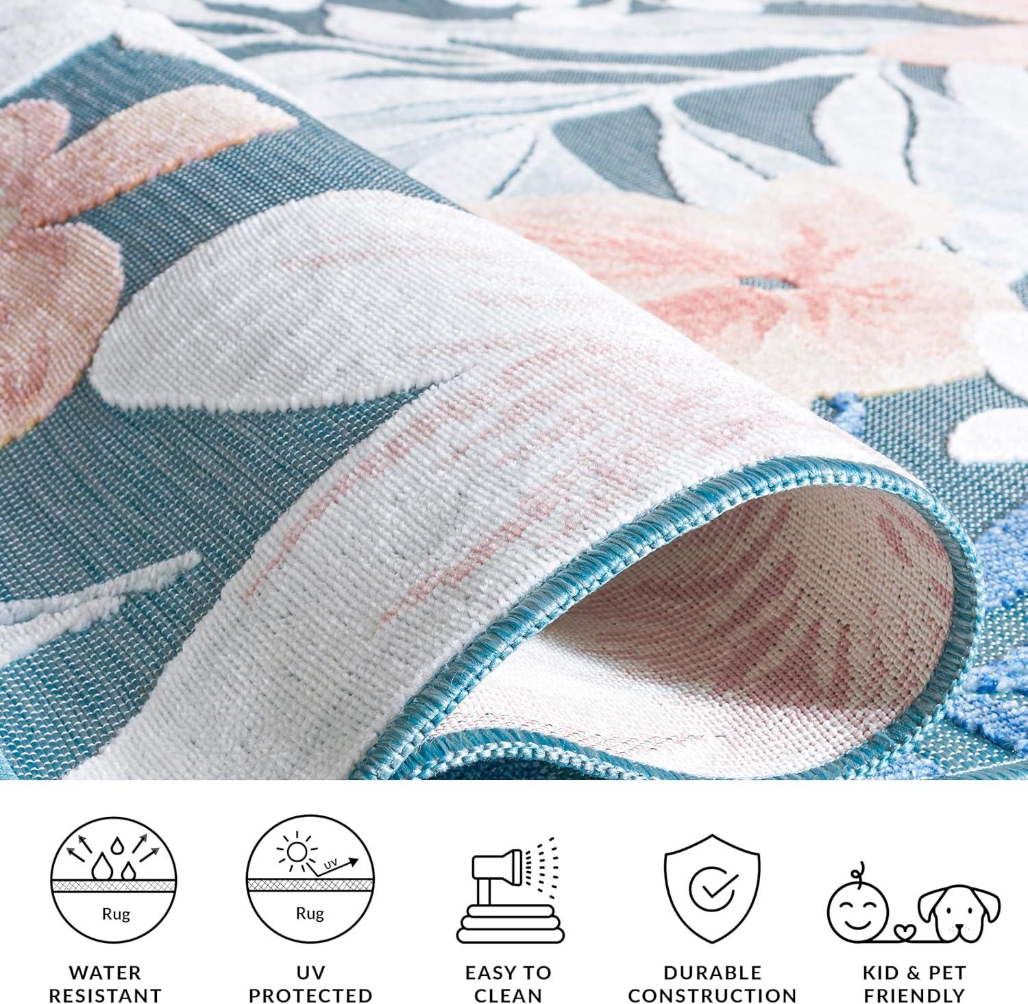 image:imageSAFAVIEH Washable Rug Outdoor Cabana Collection 9 x 12 Aqua amp Rust NonShedding amp Easy to Clean Ideal for Patio Backyard Mudroom CBN454JAquaRust