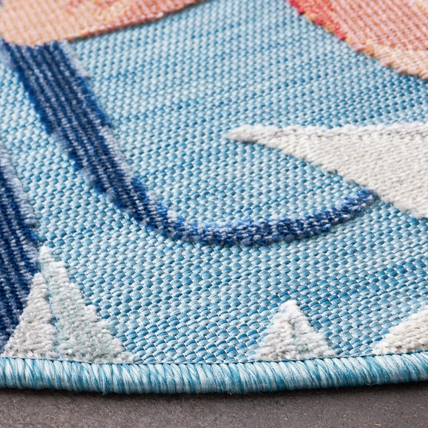 image:imageSAFAVIEH Washable Rug Outdoor Cabana Collection 9 x 12 Aqua amp Rust NonShedding amp Easy to Clean Ideal for Patio Backyard Mudroom CBN454JAquaRust