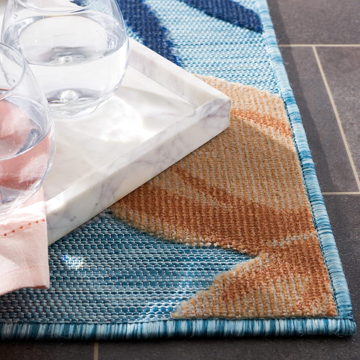 image:imageSAFAVIEH Washable Rug Outdoor Cabana Collection 9 x 12 Aqua amp Rust NonShedding amp Easy to Clean Ideal for Patio Backyard Mudroom CBN454JAquaRust