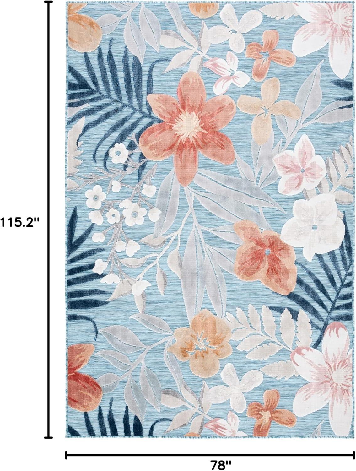 image:imageSAFAVIEH Washable Rug Outdoor Cabana Collection 9 x 12 Aqua amp Rust NonShedding amp Easy to Clean Ideal for Patio Backyard Mudroom CBN454JAquaRust
