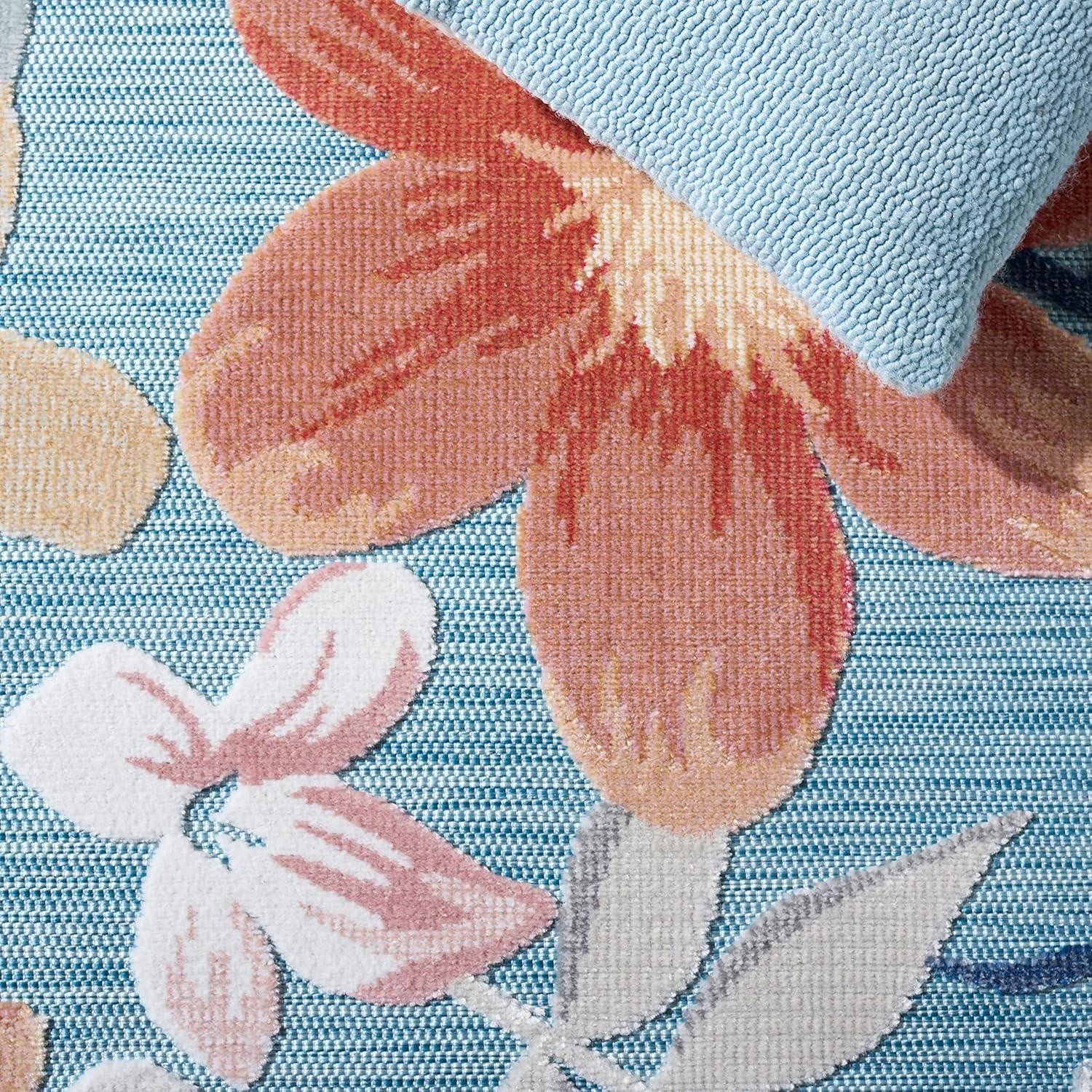image:imageSAFAVIEH Washable Rug Outdoor Cabana Collection 9 x 12 Aqua amp Rust NonShedding amp Easy to Clean Ideal for Patio Backyard Mudroom CBN454JAquaRust