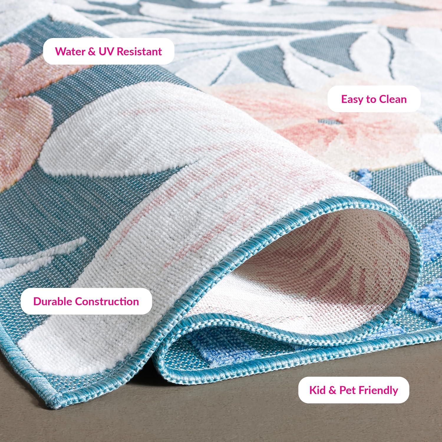 image:imageSAFAVIEH Washable Rug Outdoor Cabana Collection 9 x 12 Aqua amp Rust NonShedding amp Easy to Clean Ideal for Patio Backyard Mudroom CBN454JAquaRust