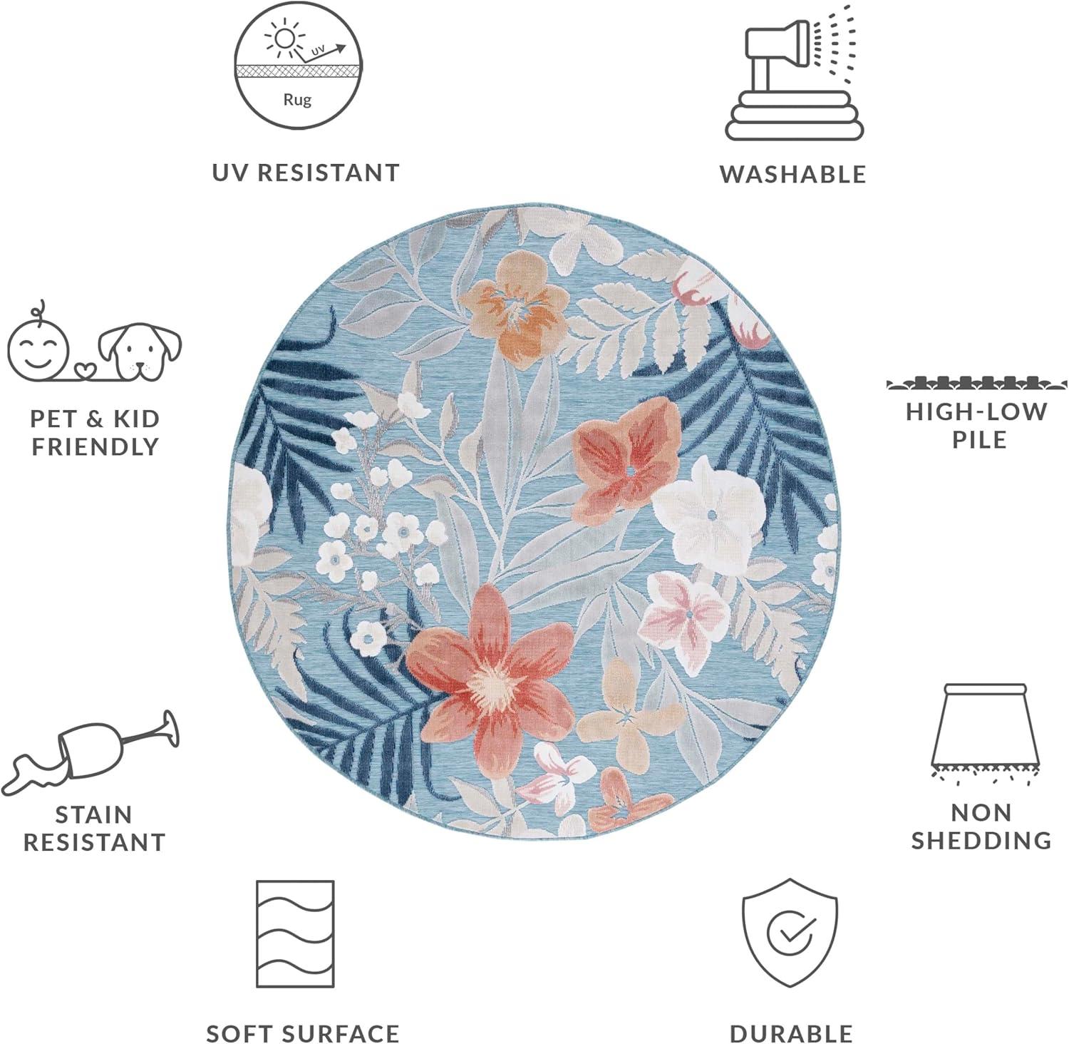 image:imageSAFAVIEH Washable Rug Outdoor Cabana Collection 9 x 12 Aqua amp Rust NonShedding amp Easy to Clean Ideal for Patio Backyard Mudroom CBN454JAquaRust