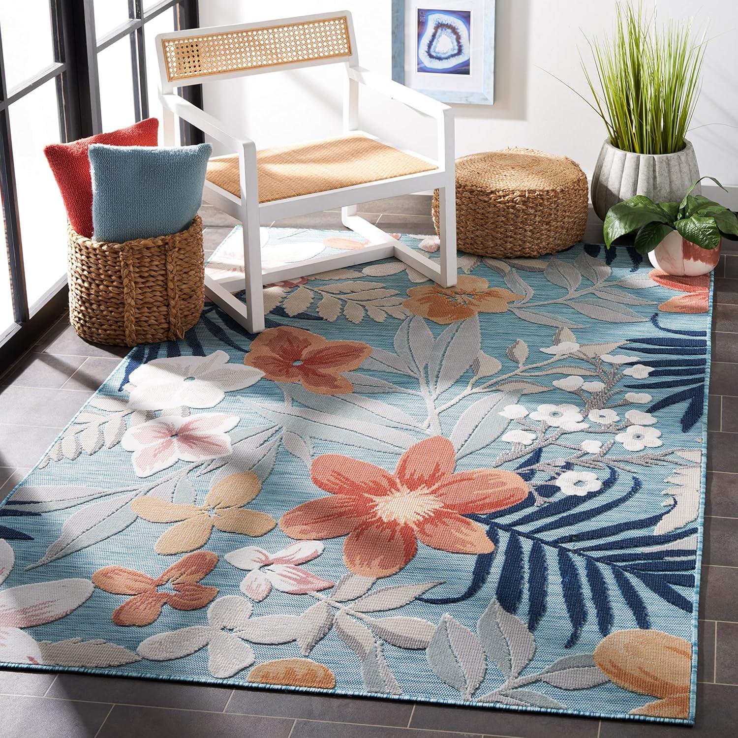 image:imageSAFAVIEH Washable Rug Outdoor Cabana Collection 9 x 12 Aqua amp Rust NonShedding amp Easy to Clean Ideal for Patio Backyard Mudroom CBN454JAquaRust