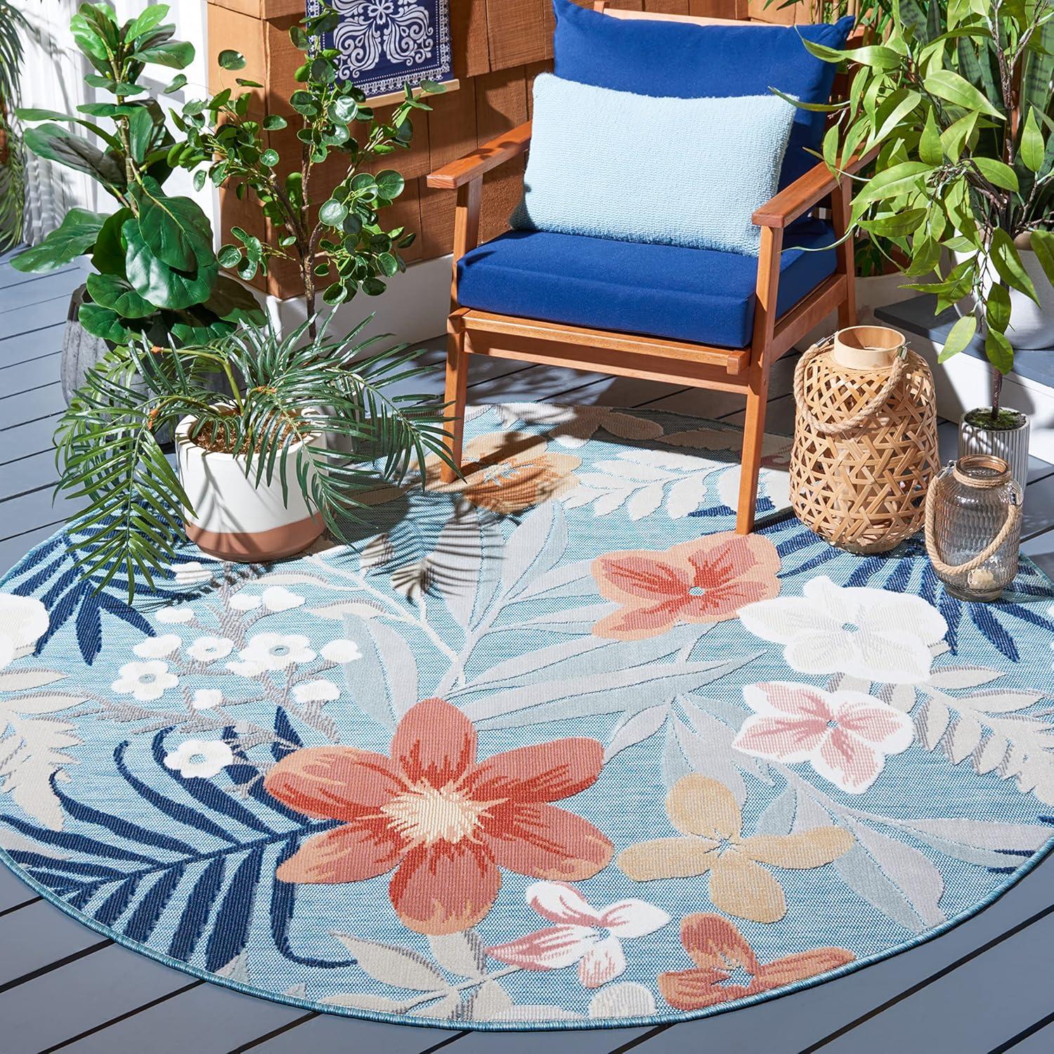image:imageSAFAVIEH Washable Rug Outdoor Cabana Collection 9 x 12 Aqua amp Rust NonShedding amp Easy to Clean Ideal for Patio Backyard Mudroom CBN454JAquaRust