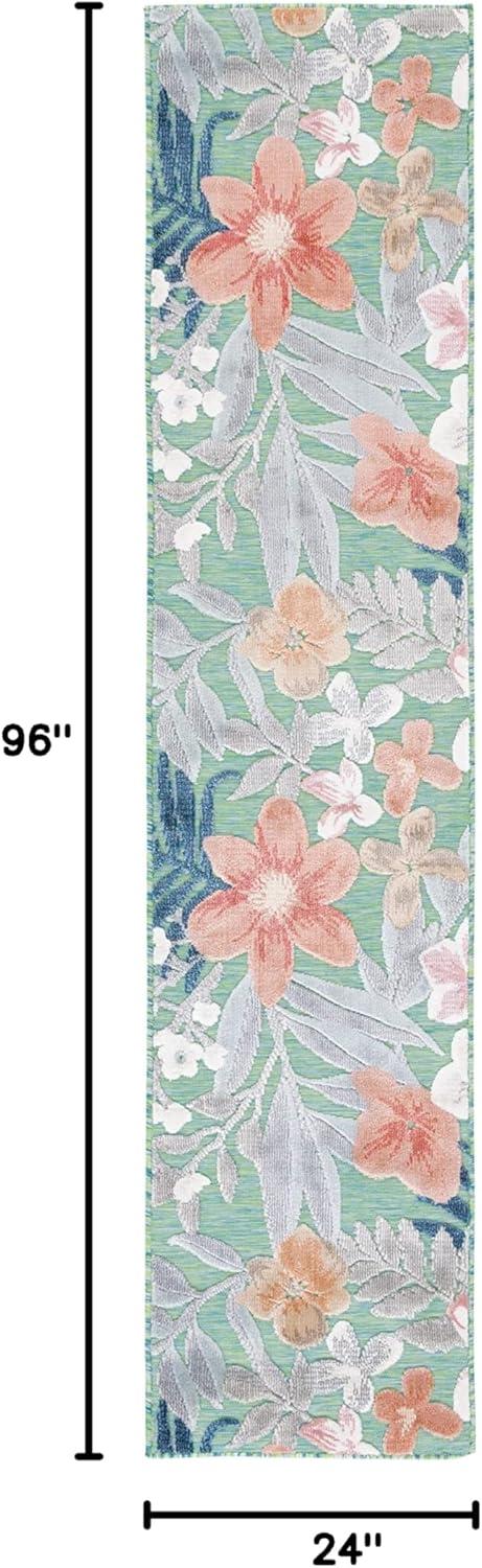 image:imageSAFAVIEH Washable Rug Outdoor Cabana Collection 9 x 12 Aqua amp Rust NonShedding amp Easy to Clean Ideal for Patio Backyard Mudroom CBN454JGreenRust