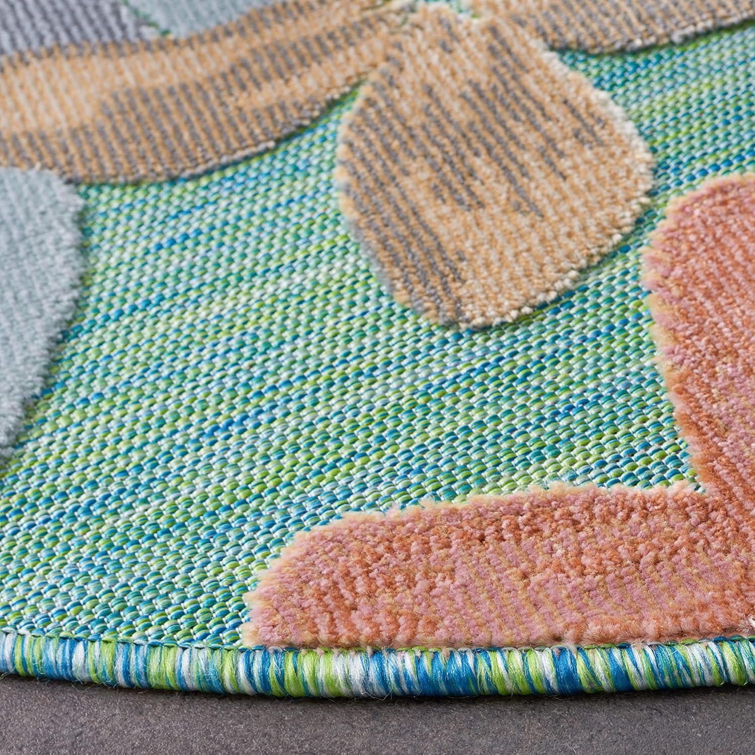 image:imageSAFAVIEH Washable Rug Outdoor Cabana Collection 9 x 12 Aqua amp Rust NonShedding amp Easy to Clean Ideal for Patio Backyard Mudroom CBN454JGreenRust