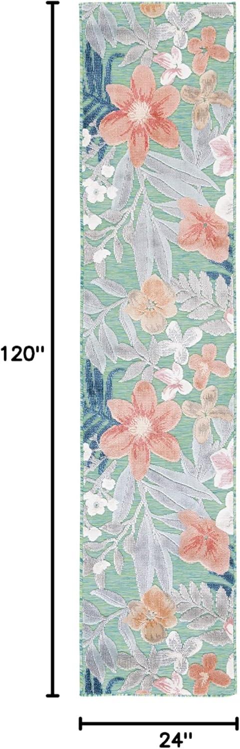 image:imageSAFAVIEH Washable Rug Outdoor Cabana Collection 9 x 12 Aqua amp Rust NonShedding amp Easy to Clean Ideal for Patio Backyard Mudroom CBN454JGreenRust