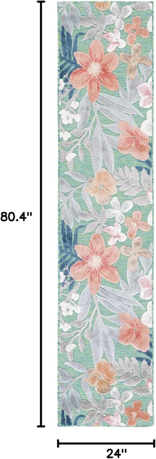 image:imageSAFAVIEH Washable Rug Outdoor Cabana Collection 9 x 12 Aqua amp Rust NonShedding amp Easy to Clean Ideal for Patio Backyard Mudroom CBN454JGreenRust