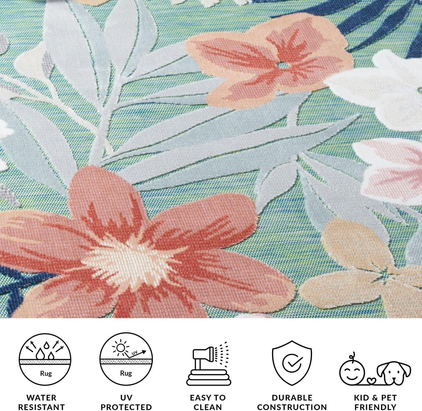 image:imageSAFAVIEH Washable Rug Outdoor Cabana Collection 9 x 12 Aqua amp Rust NonShedding amp Easy to Clean Ideal for Patio Backyard Mudroom CBN454JGreenRust