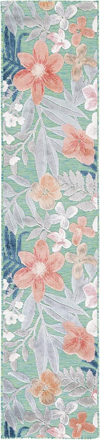 image:imageSAFAVIEH Washable Rug Outdoor Cabana Collection 9 x 12 Aqua amp Rust NonShedding amp Easy to Clean Ideal for Patio Backyard Mudroom CBN454JGreenRust