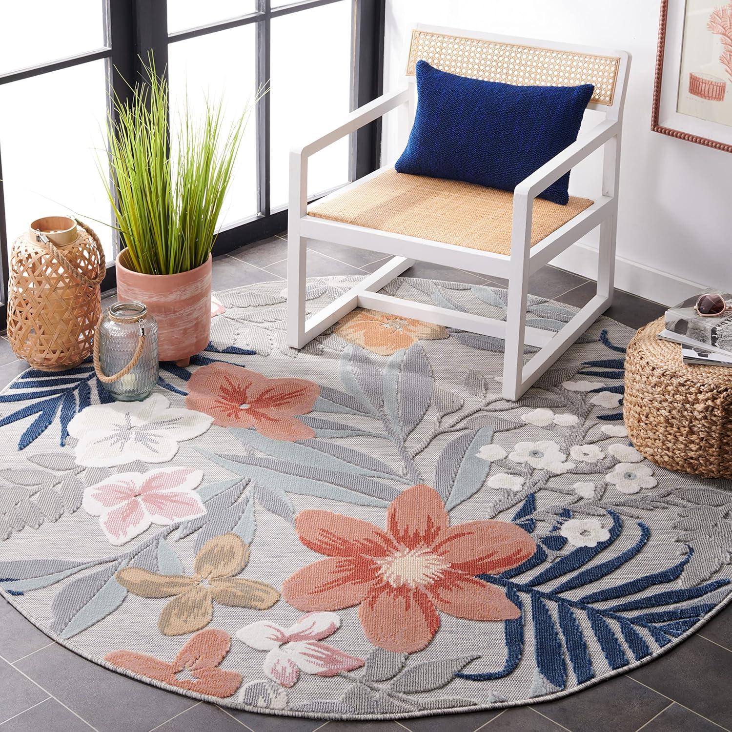 image:imageSAFAVIEH Washable Rug Outdoor Cabana Collection 9 x 12 Aqua amp Rust NonShedding amp Easy to Clean Ideal for Patio Backyard Mudroom CBN454JGreyRust