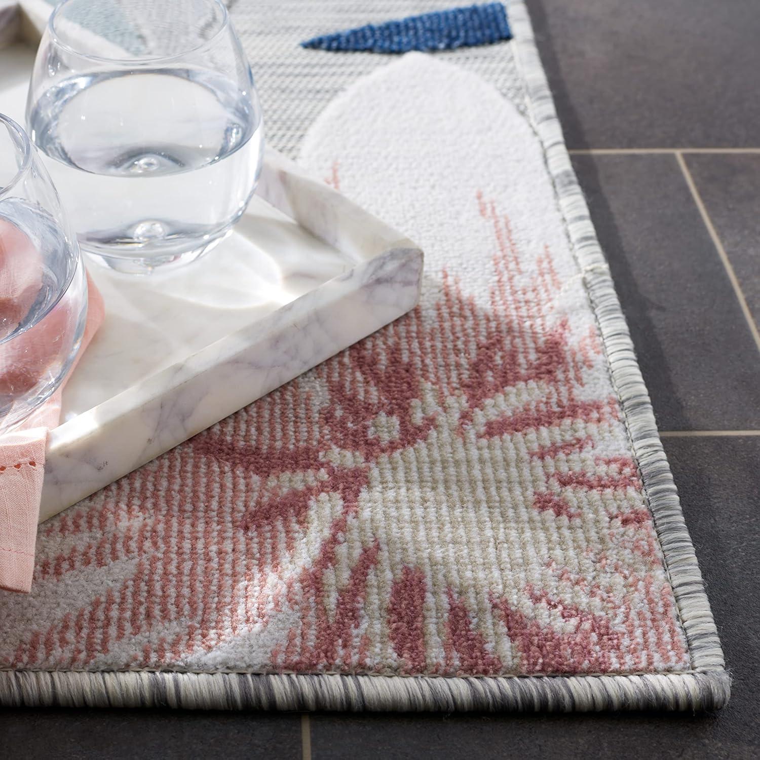 image:imageSAFAVIEH Washable Rug Outdoor Cabana Collection 9 x 12 Aqua amp Rust NonShedding amp Easy to Clean Ideal for Patio Backyard Mudroom CBN454JGreyRust