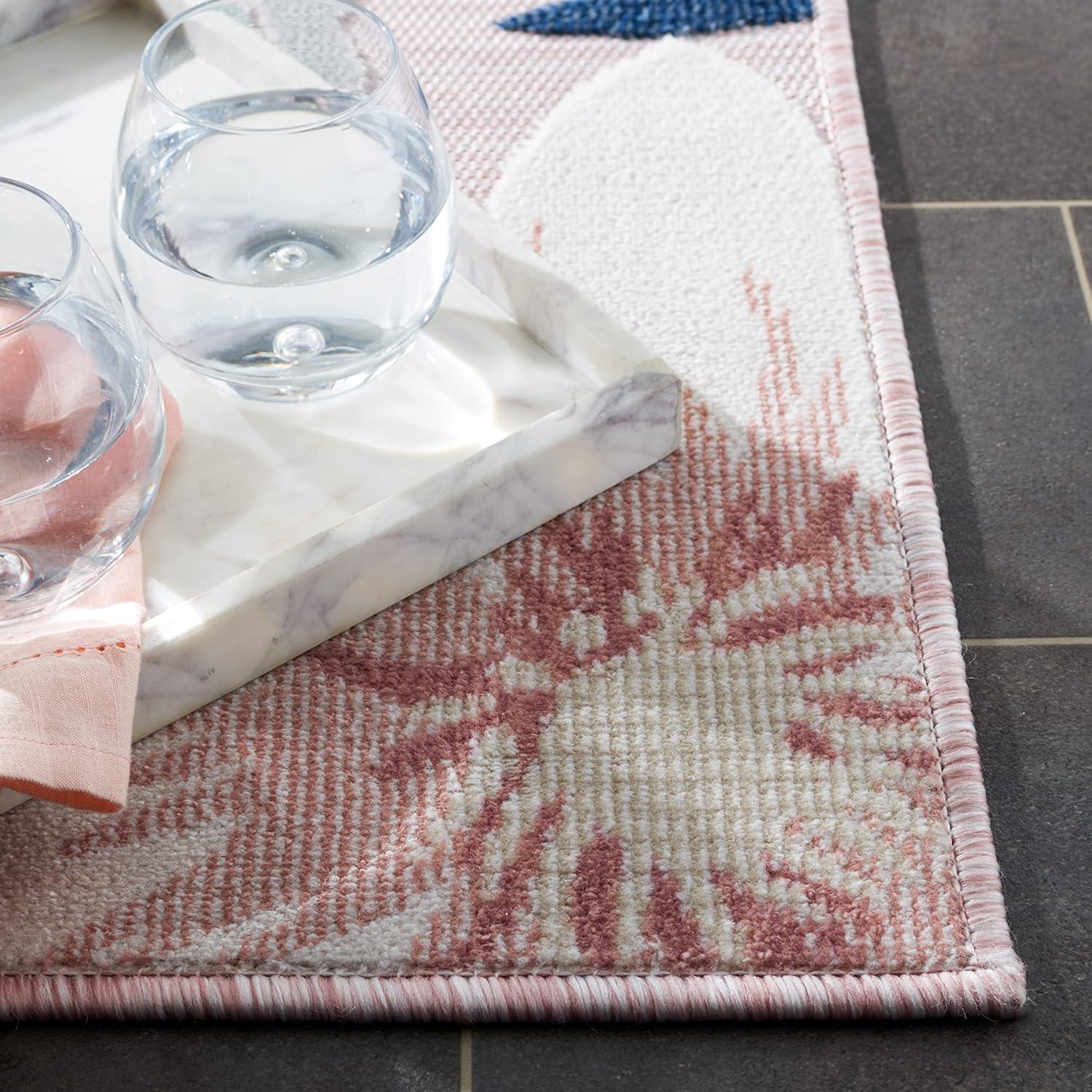image:imageSAFAVIEH Washable Rug Outdoor Cabana Collection 9 x 12 Aqua amp Rust NonShedding amp Easy to Clean Ideal for Patio Backyard Mudroom CBN454JPinkGrey