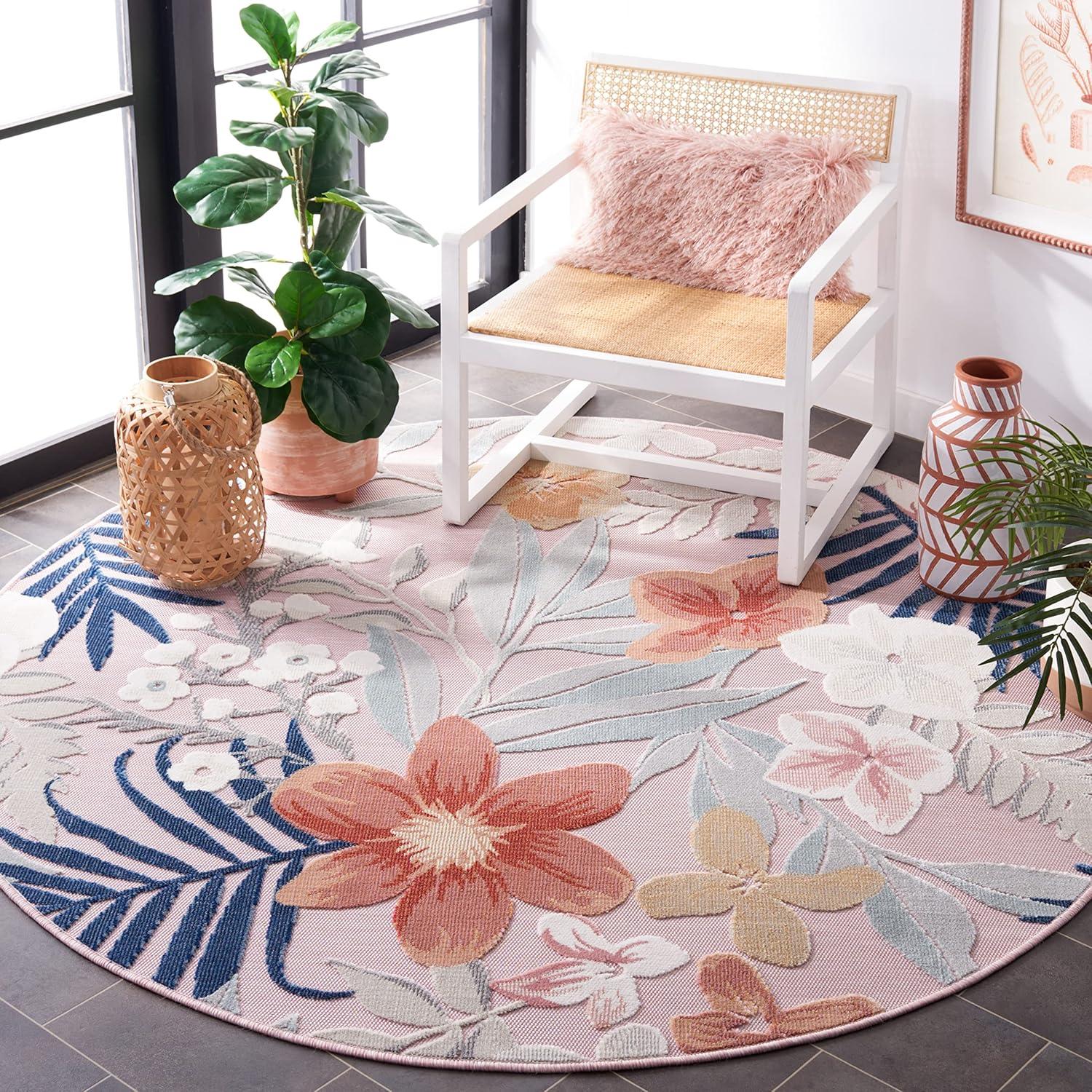 image:imageSAFAVIEH Washable Rug Outdoor Cabana Collection 9 x 12 Aqua amp Rust NonShedding amp Easy to Clean Ideal for Patio Backyard Mudroom CBN454JPinkGrey