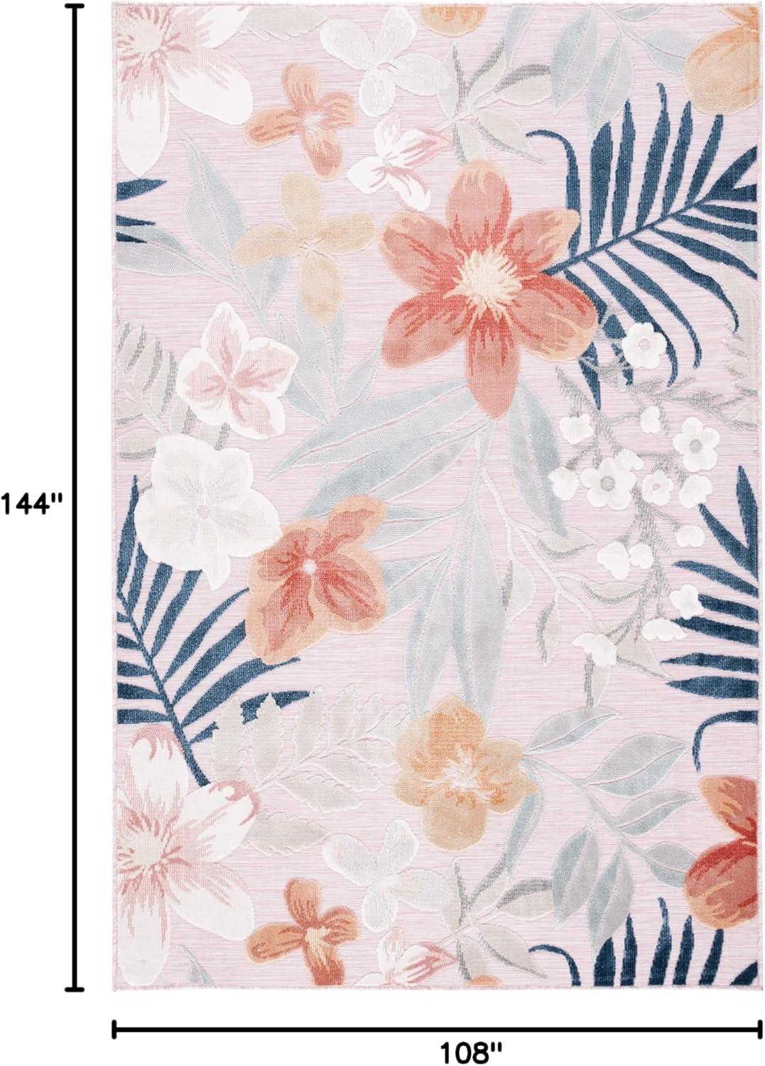 image:imageSAFAVIEH Washable Rug Outdoor Cabana Collection 9 x 12 Aqua amp Rust NonShedding amp Easy to Clean Ideal for Patio Backyard Mudroom CBN454JPinkGrey