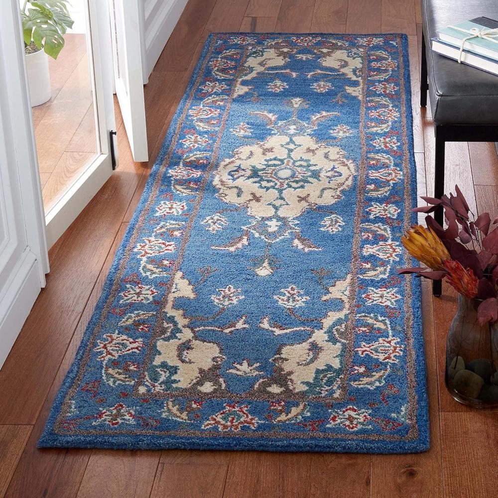 image:imageSAFAVIEH Antiquity Collection Area Rug 5 x 8 Blue amp Ivory Handmade Traditional Oriental Wool Ideal for High Traffic Areas in Living Room Bedroom AT520MBlueIvory