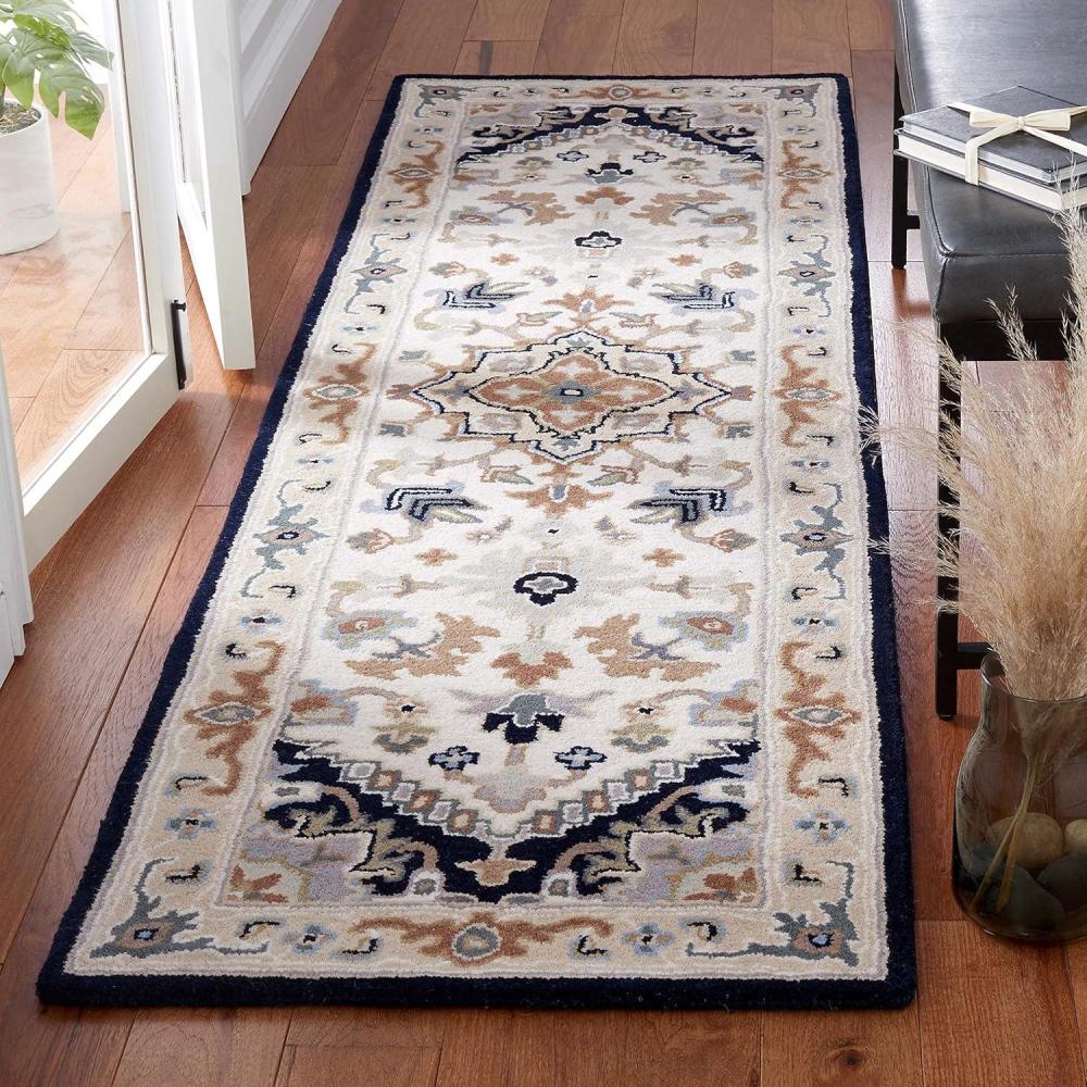 image:imageSAFAVIEH Area Rug 4x6 Heritage Collection Red Handmade Wool Traditional Oriental Medallion Design Ideal for Living Room Bedroom Dining Space HG625ABeigeNavy