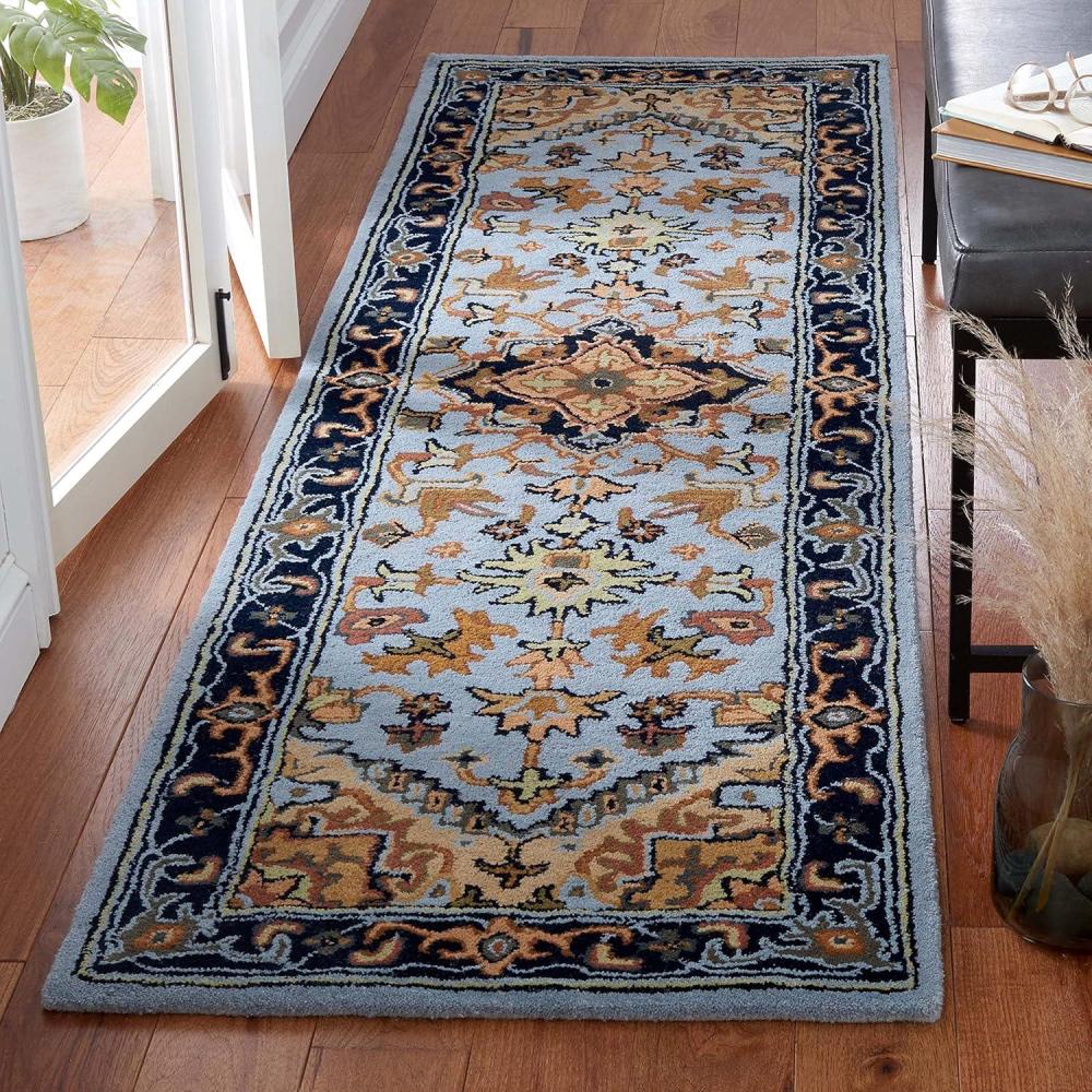 image:imageSAFAVIEH Area Rug 4x6  Heritage Collection  Red Handmade Wool Traditional Oriental Medallion Design Ideal for Living Room Bedroom Dining Space HG625ABlueLight Brown