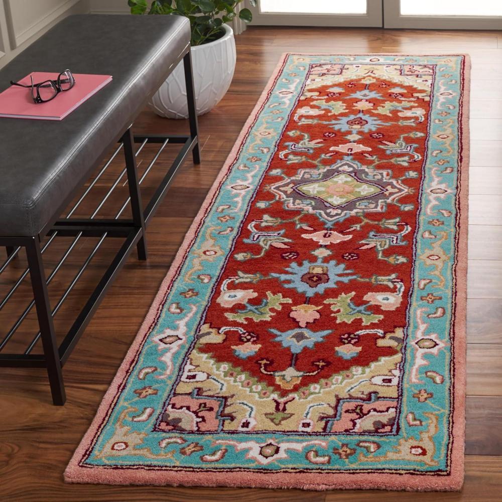 image:imageSAFAVIEH Area Rug 4x6 Heritage Collection Red Handmade Wool Traditional Oriental Medallion Design Ideal for Living Room Bedroom Dining Space HG625ARedPink