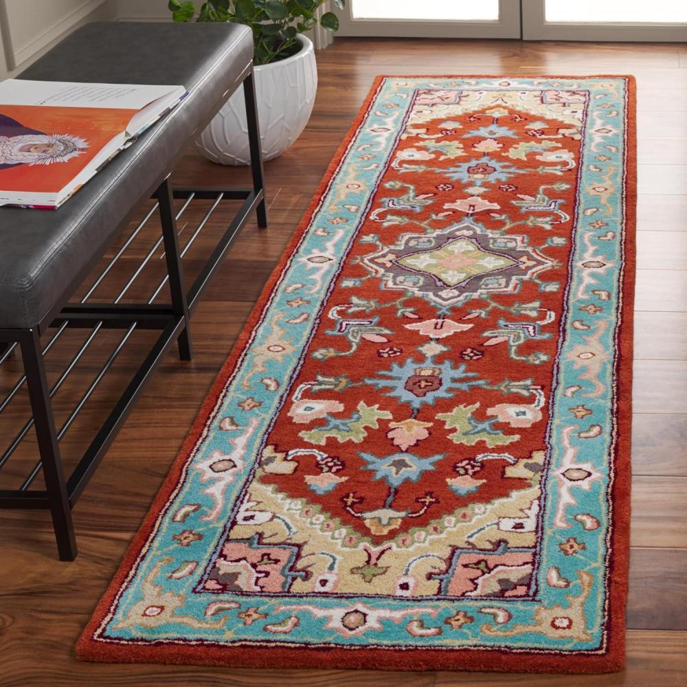 image:imageSAFAVIEH Area Rug 4x6 Heritage Collection Red Handmade Wool Traditional Oriental Medallion Design Ideal for Living Room Bedroom Dining Space HG625ARedBlue